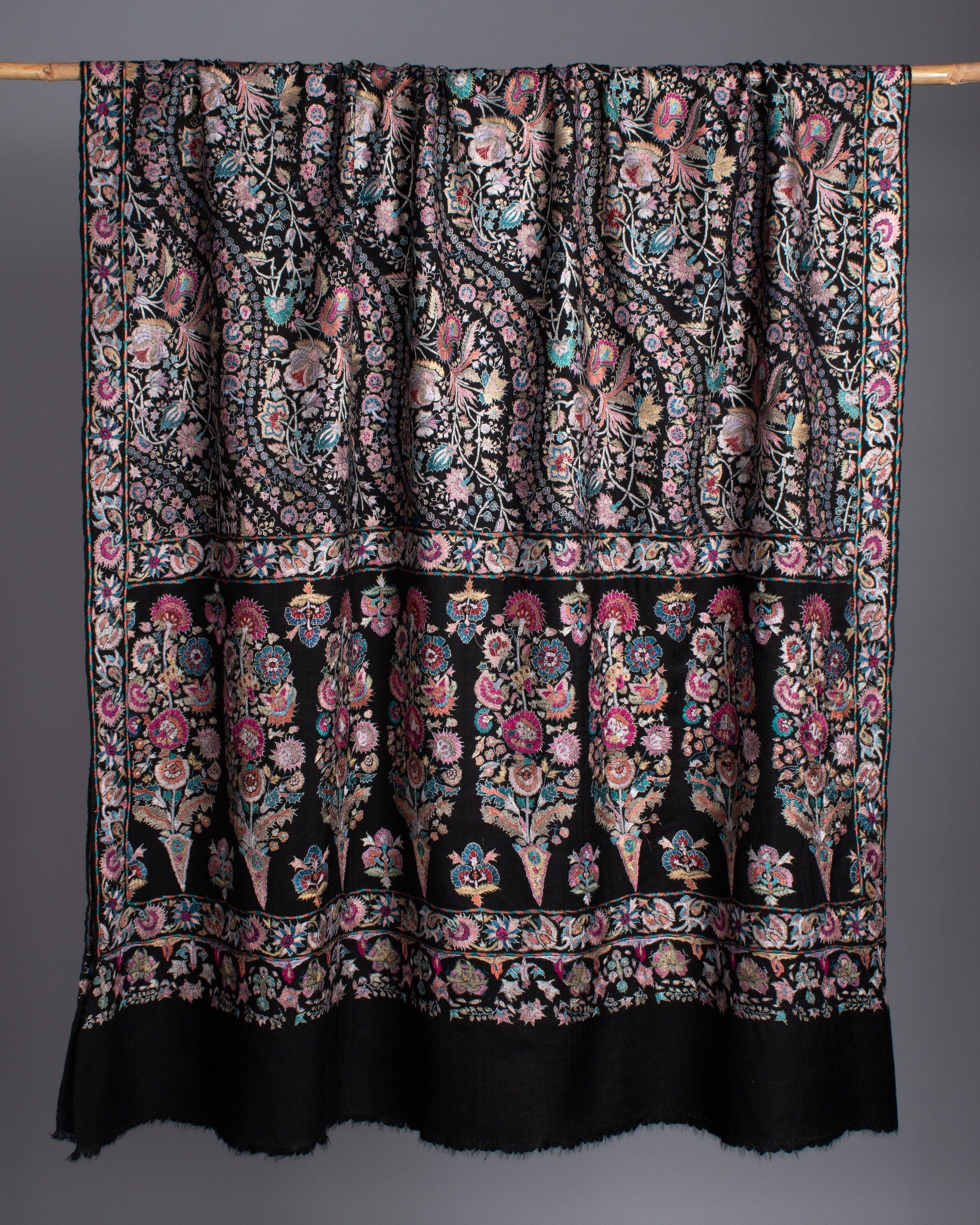 Châle Cachemire Pashmina, Enveloppement de broderie indien spécial, Écharpe en cachemire, Châle brodé à la main, Châle exclusif, 40x80 » - BREAKSEA