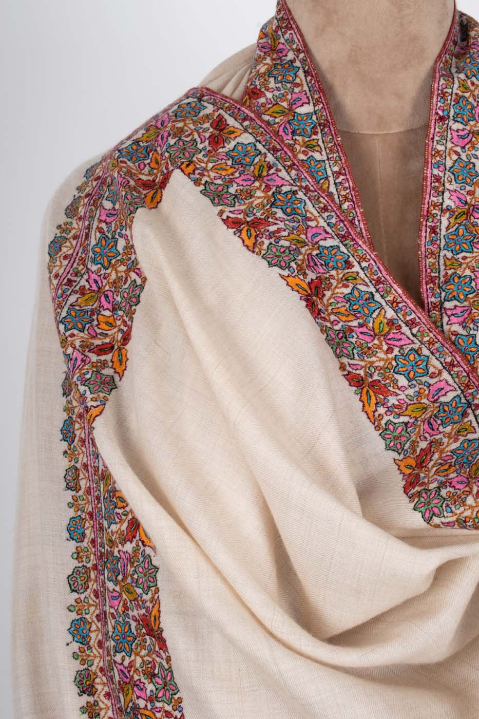 Ivoire floral neem daur cachemire pashina wrap