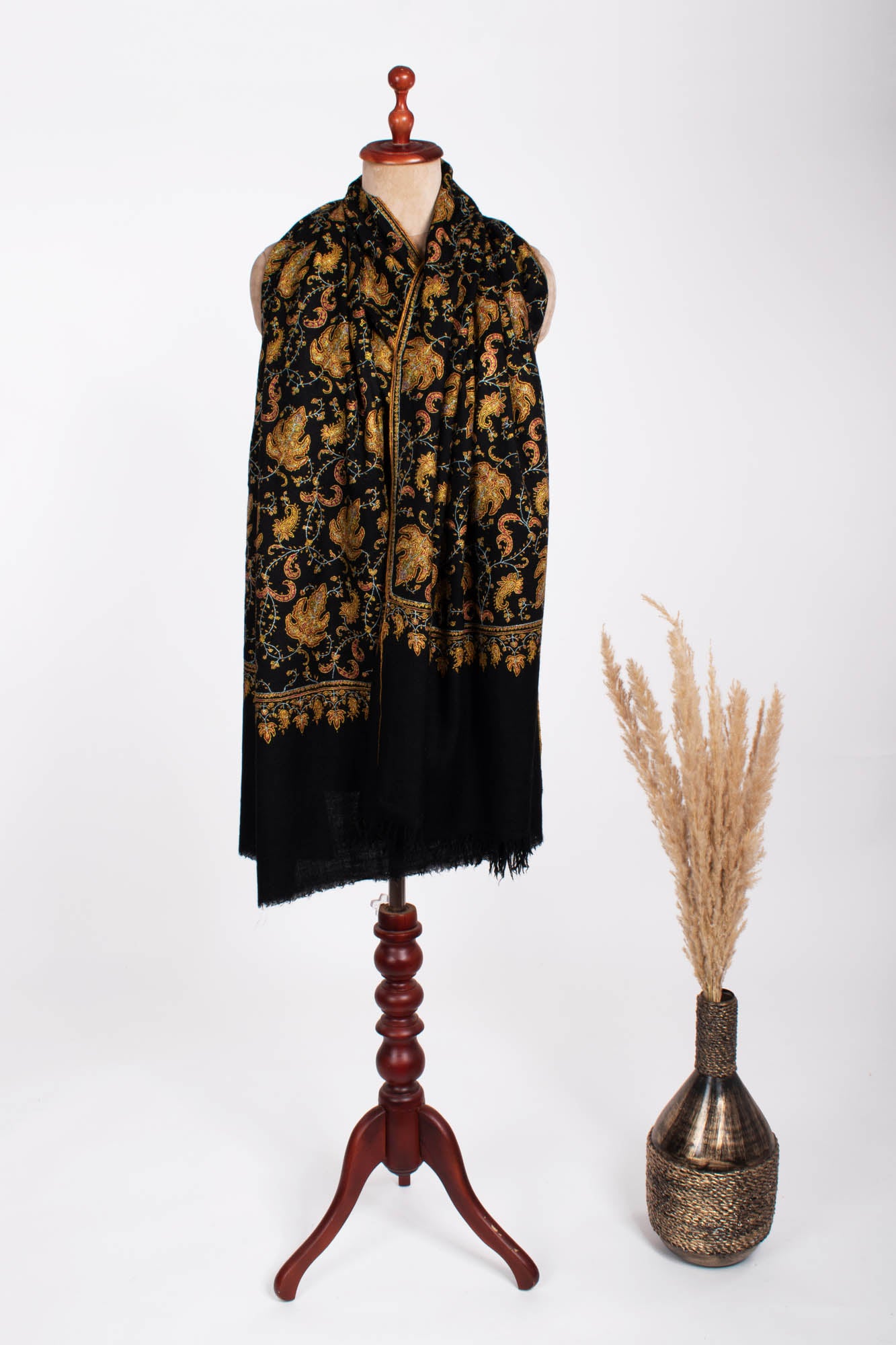Châle Pashmina noir inspiré de la feuille d'érable - CALEXICO