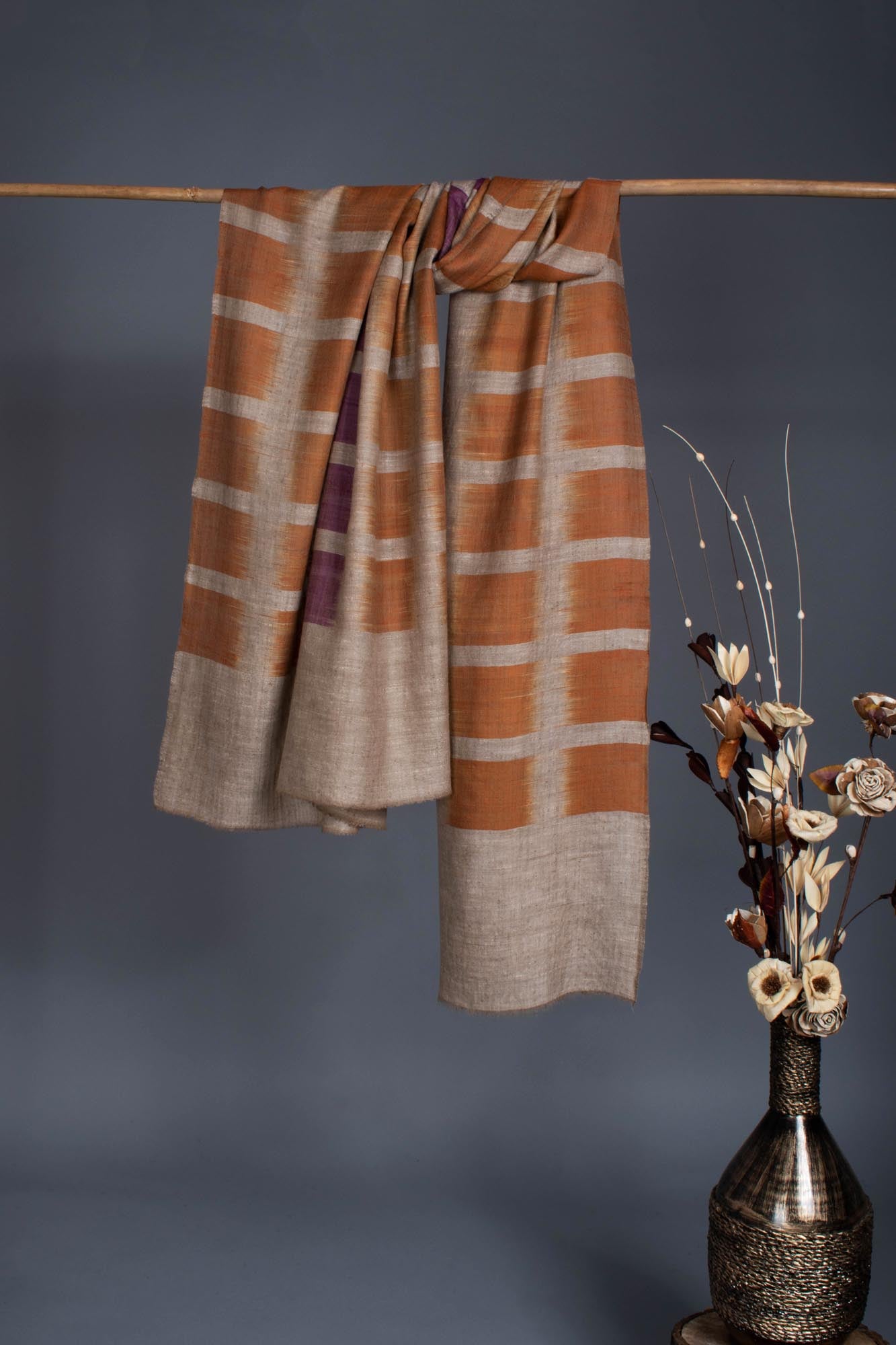 Mustard Purple Ikat Pashmina artistique - Rourkela