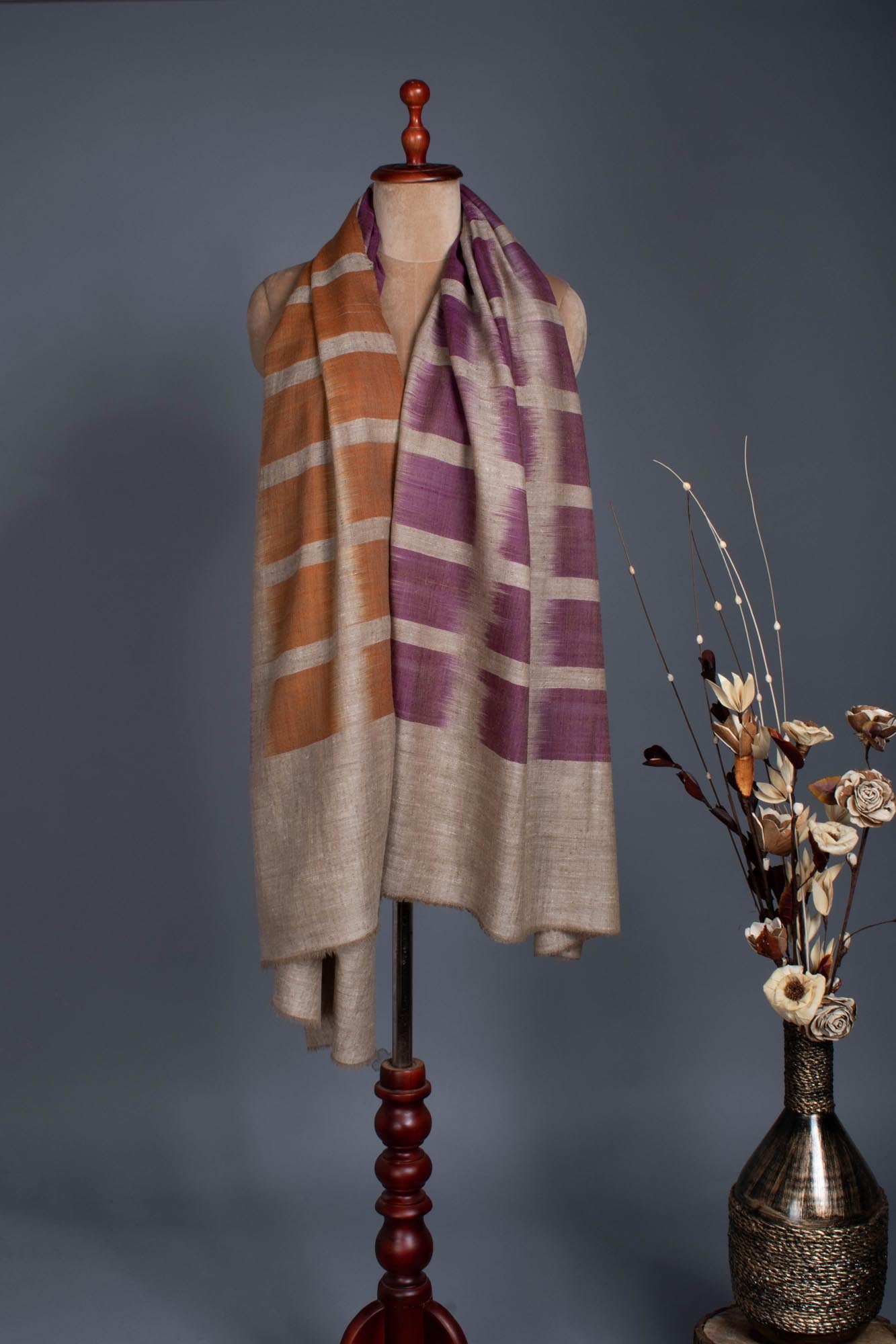 Mustard Purple Ikat Pashmina artistique - Rourkela