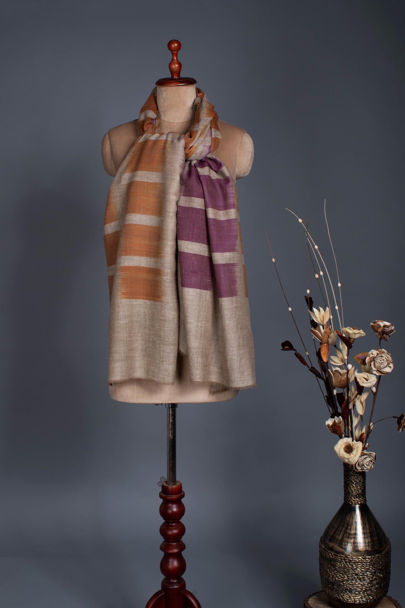 Mustard Purple Ikat Pashmina artistique - Rourkela