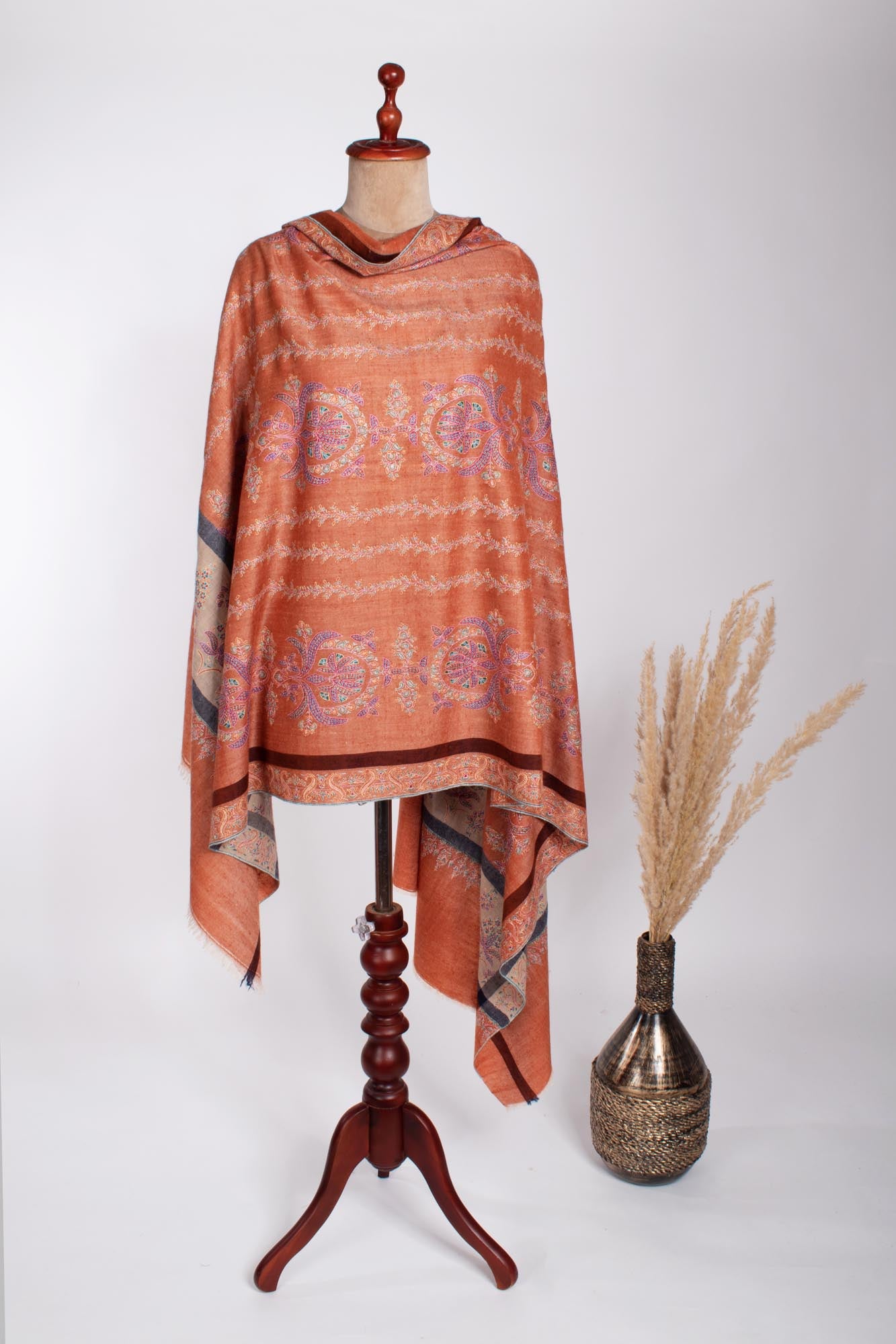 Orange Hand Sozni broderie Pashmina Châle - Wycombe