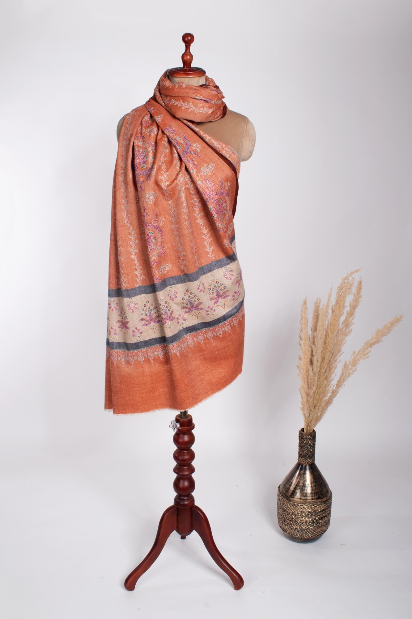 Orange Hand Sozni broderie Pashmina Châle - Wycombe