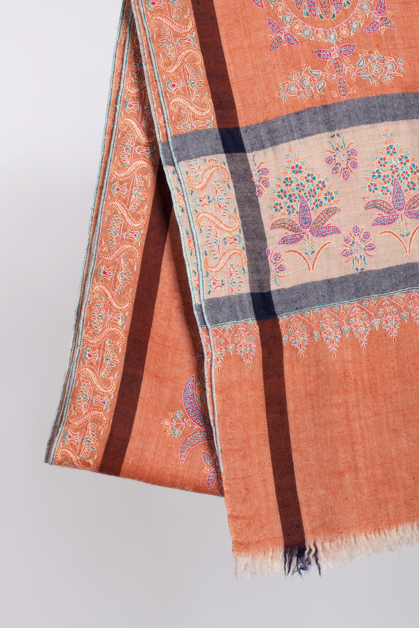Orange Hand Sozni broderie Pashmina Châle - Wycombe