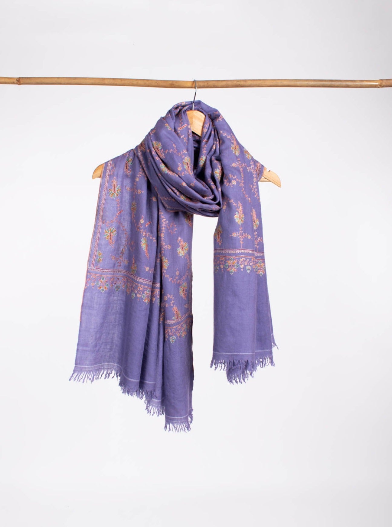Châle Pashmina Violet Fine Sozni Cachemire - JUNEAU