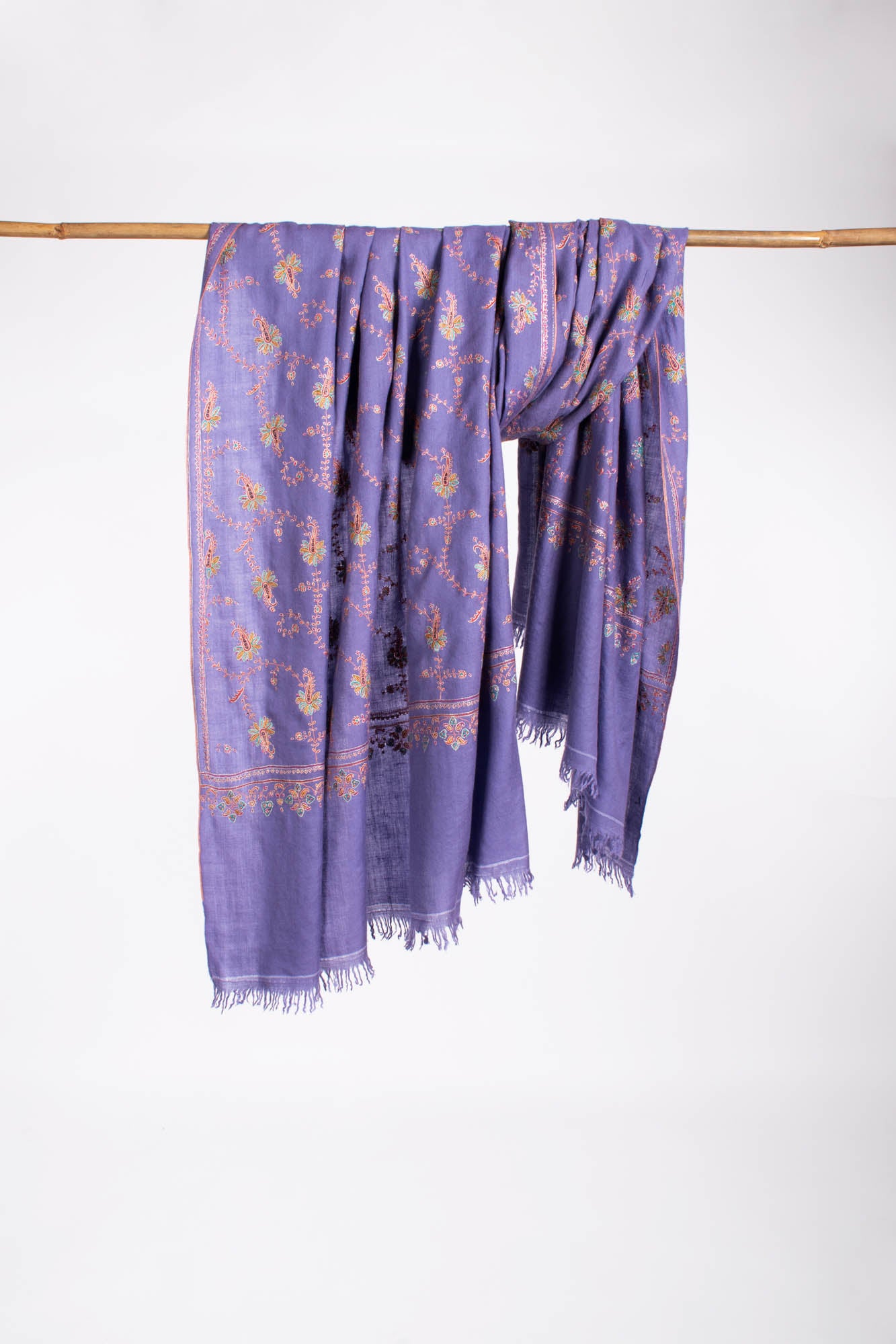 Châle Pashmina Violet Fine Sozni Cachemire - JUNEAU