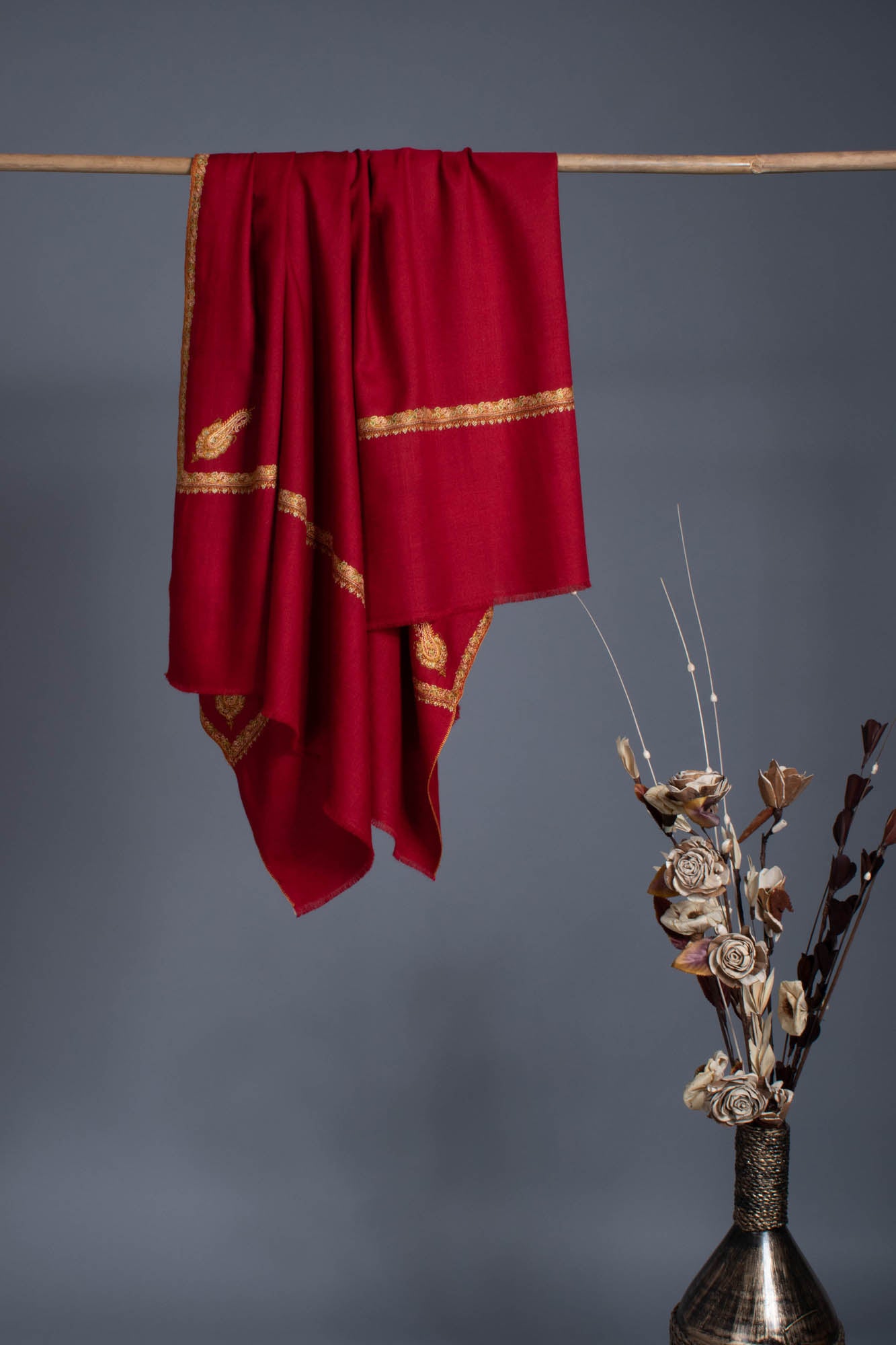 Châle de pashmina doux Baildar rouge - Lompoc