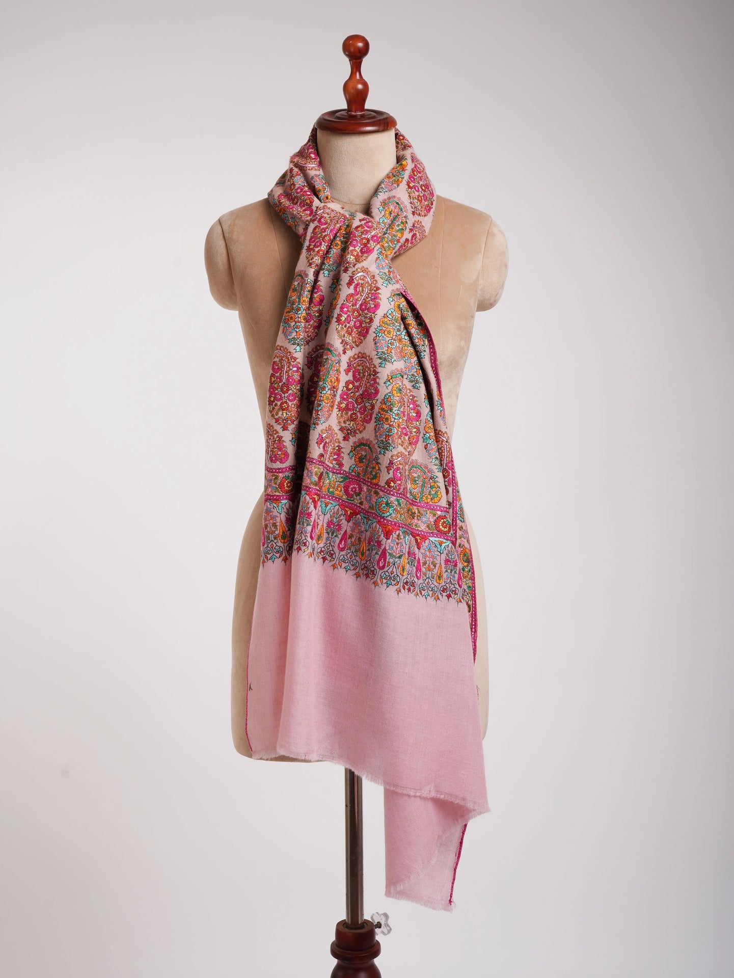 Art Silk Hand Embroidered Crystal Rose Indian Shawl Shahkaar