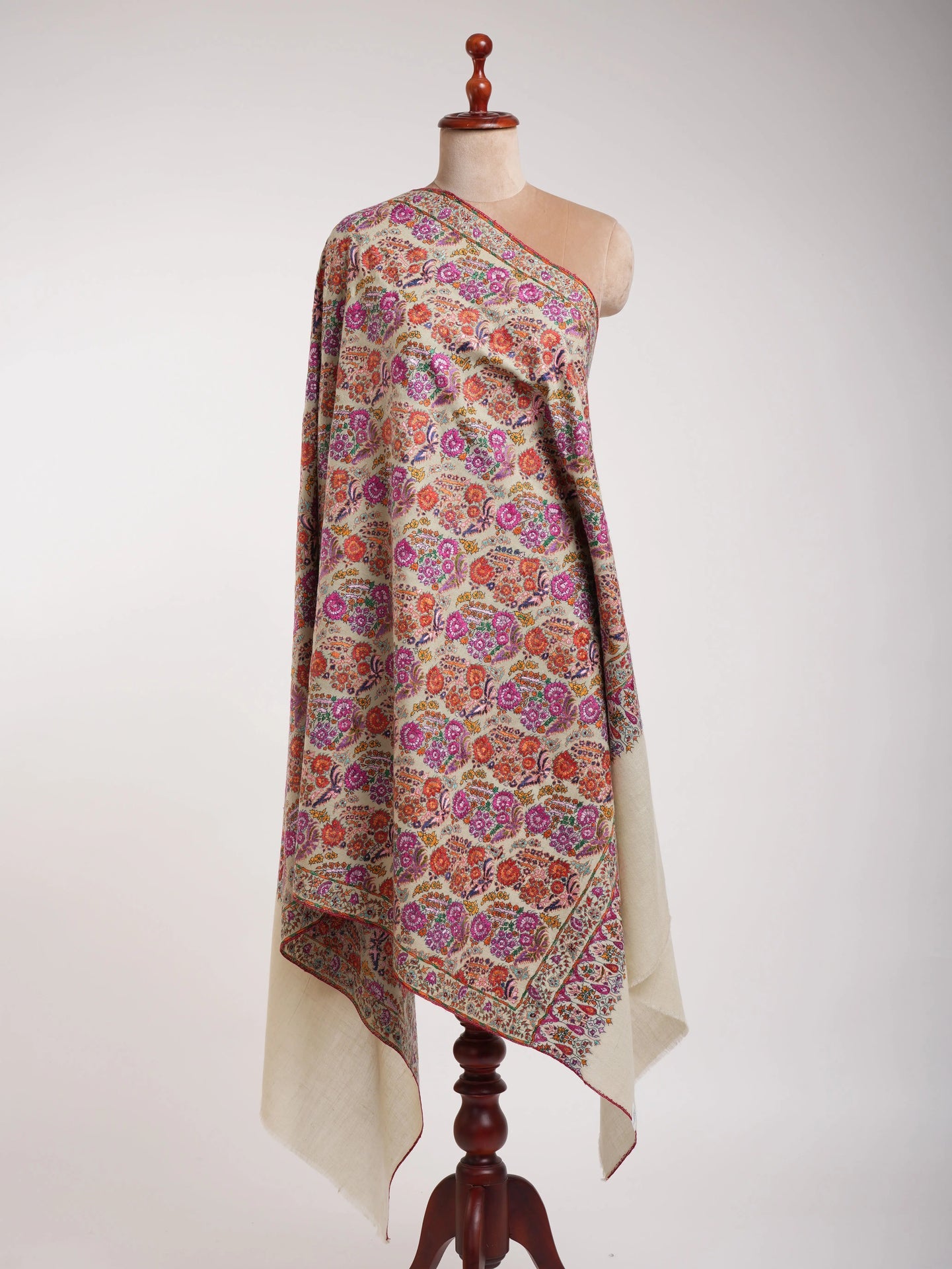 Art Silk Hand Embroidered Indian Shawl Shahkaar