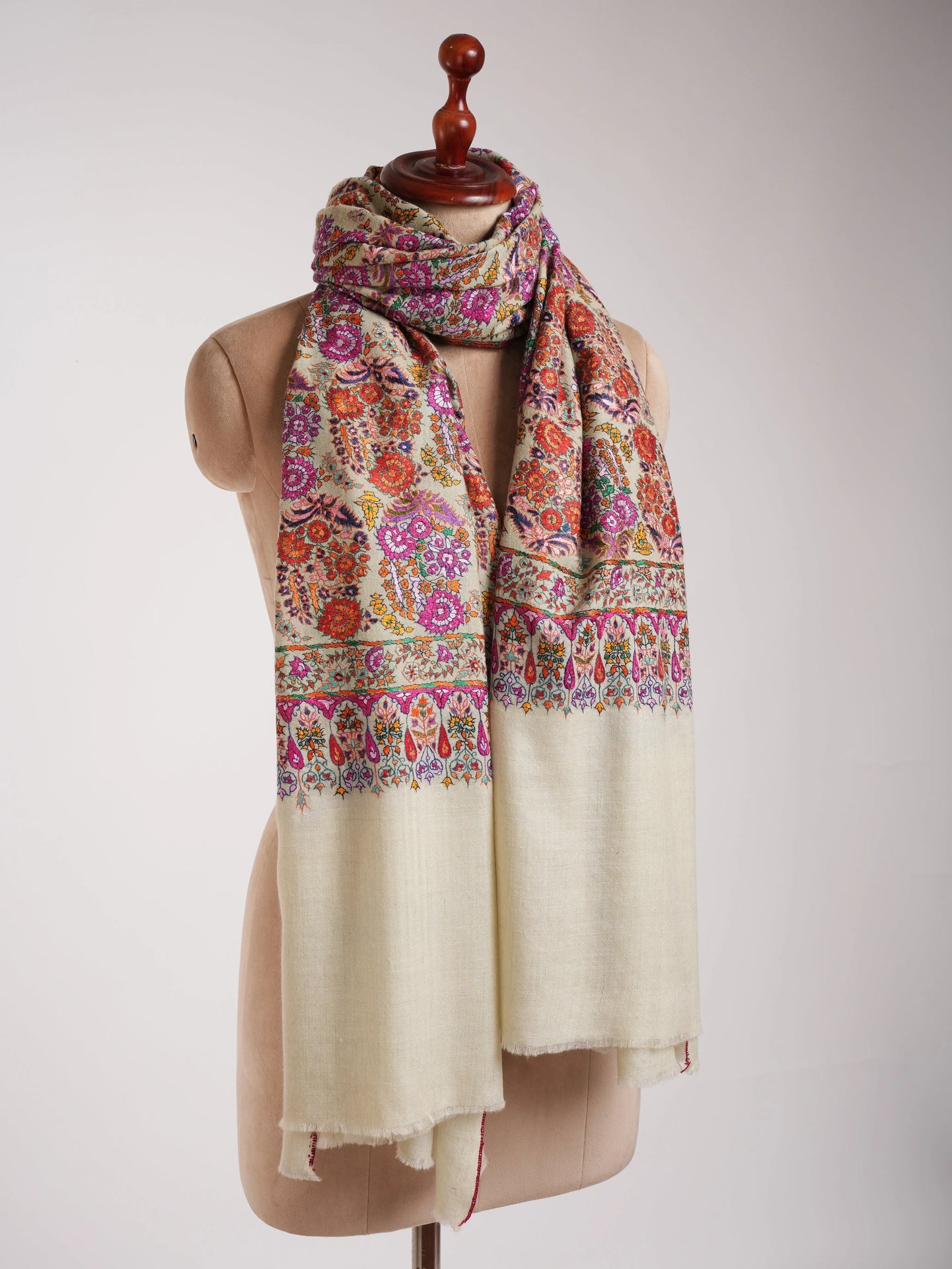 Art Silk Hand Embroidered Indian Shawl Shahkaar
