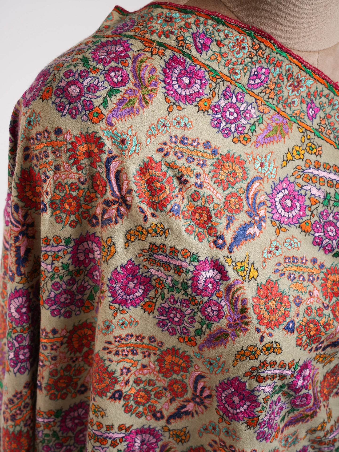 Art Silk Hand Embroidered Indian Shawl Shahkaar
