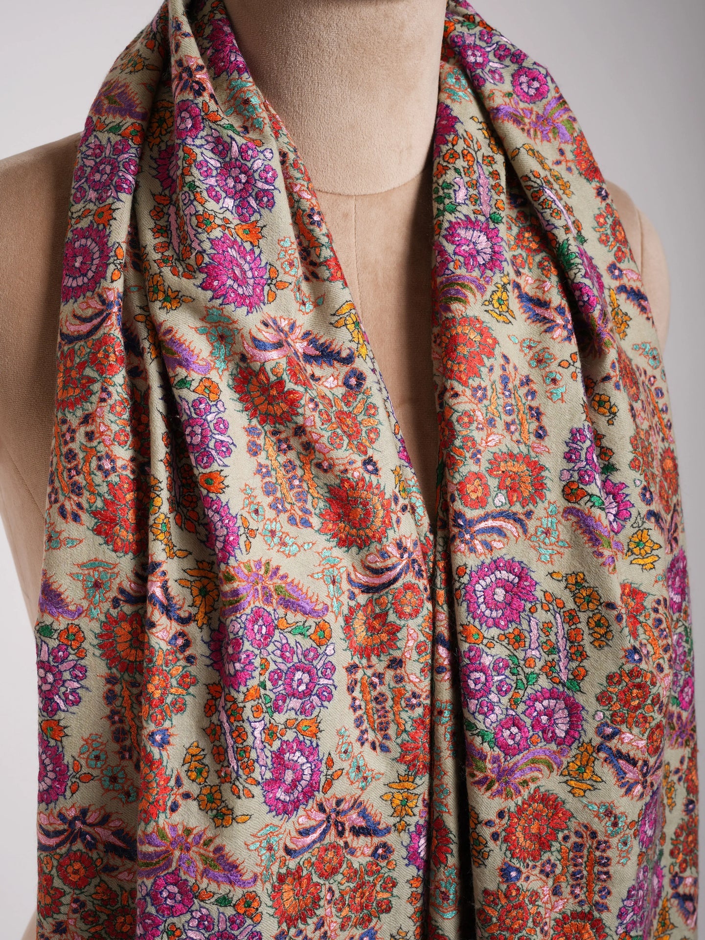 Art Silk Hand Embroidered Indian Shawl Shahkaar