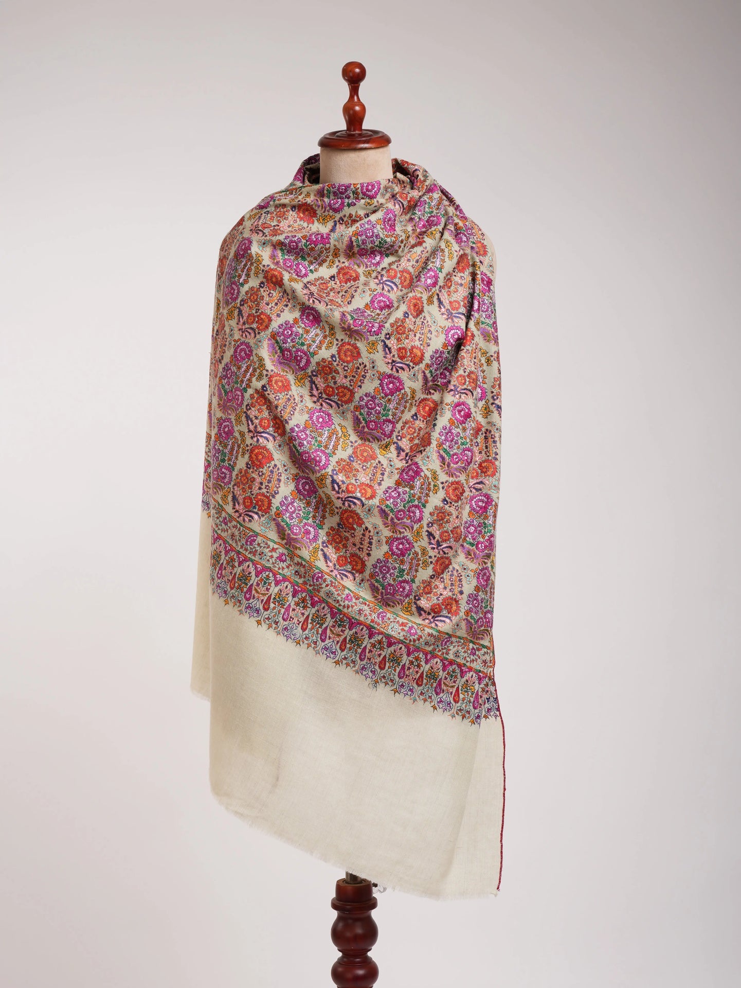 Art Silk Hand Embroidered Indian Shawl Shahkaar