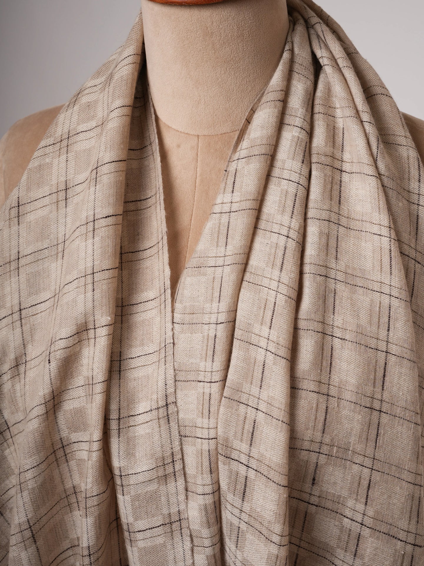 Beige Off White Dual Shade Baby Soft Cashmere Scarf Lightweight and Elegant Shahkaar