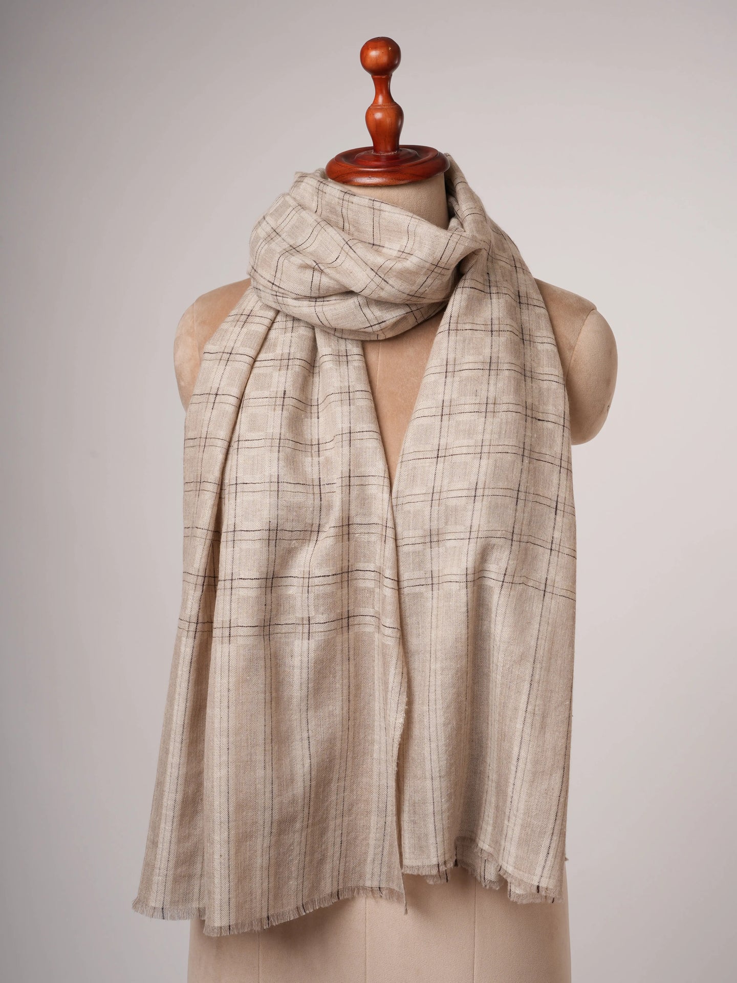 Beige Off White Dual Shade Baby Soft Cashmere Scarf Lightweight and Elegant Shahkaar