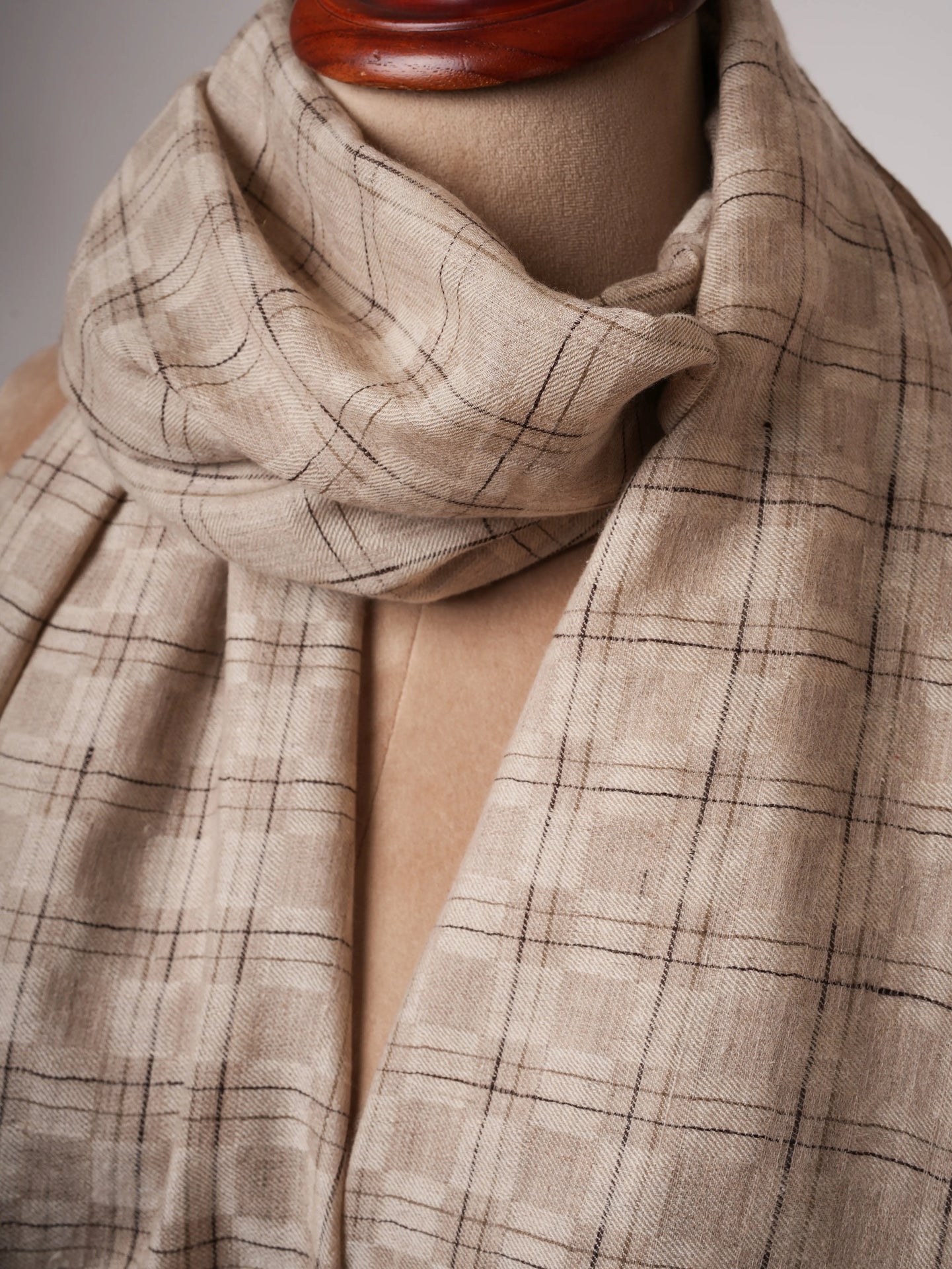 Beige Off White Dual Shade Baby Soft Cashmere Scarf Lightweight and Elegant Shahkaar