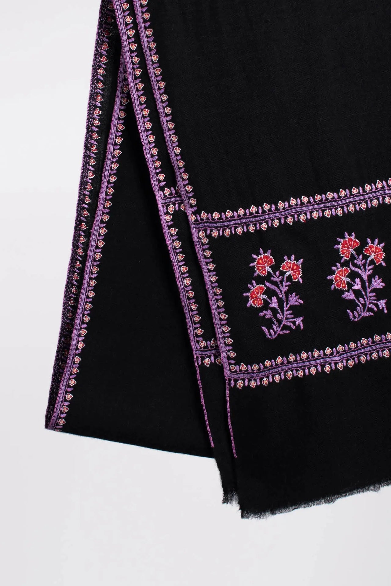 Black Pashmina Embroidered Evening Wrap - WINSLOW Shahkaar