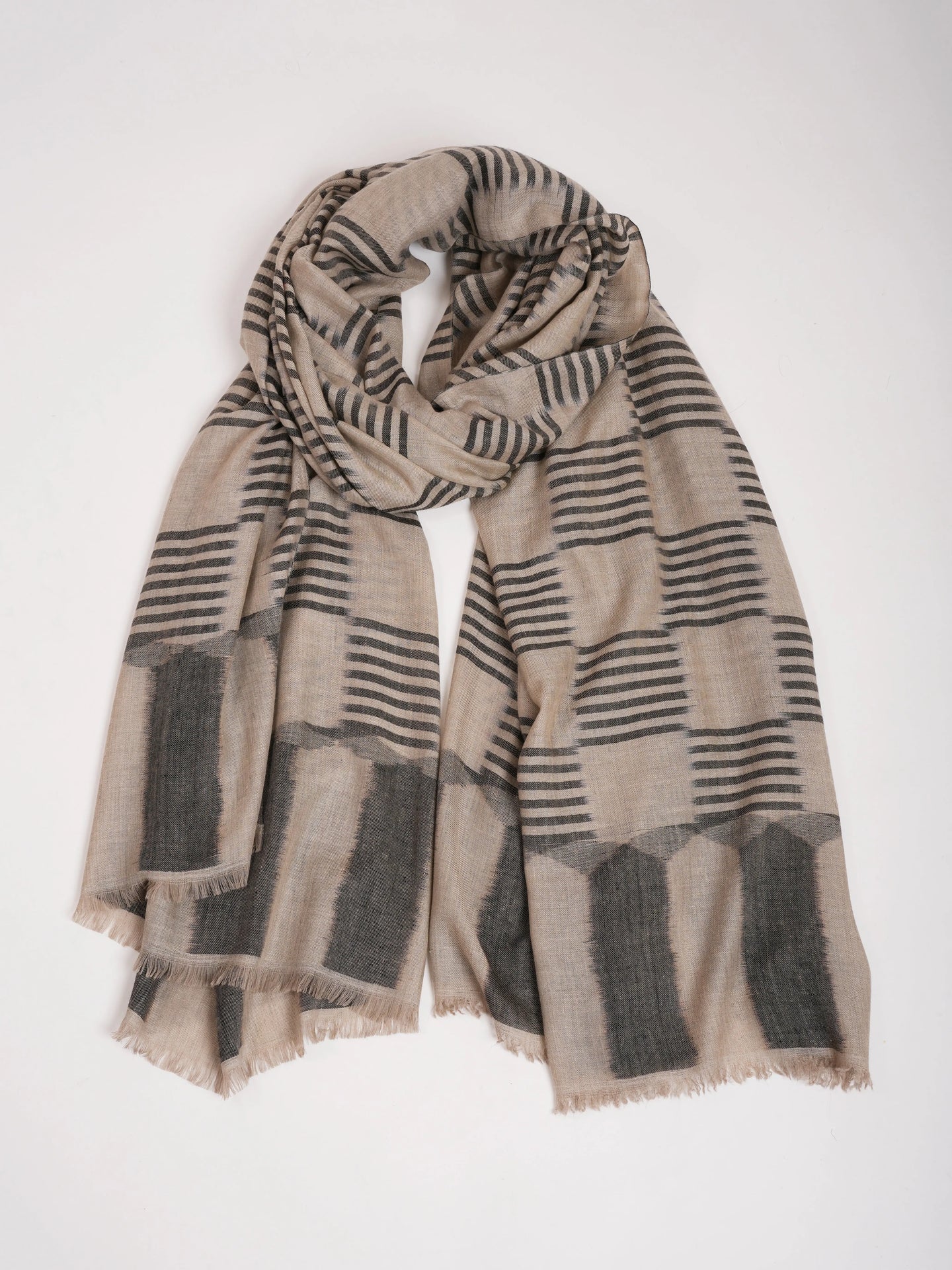 Black and Grey Travel Friendly XL Pashmina Shahkaar