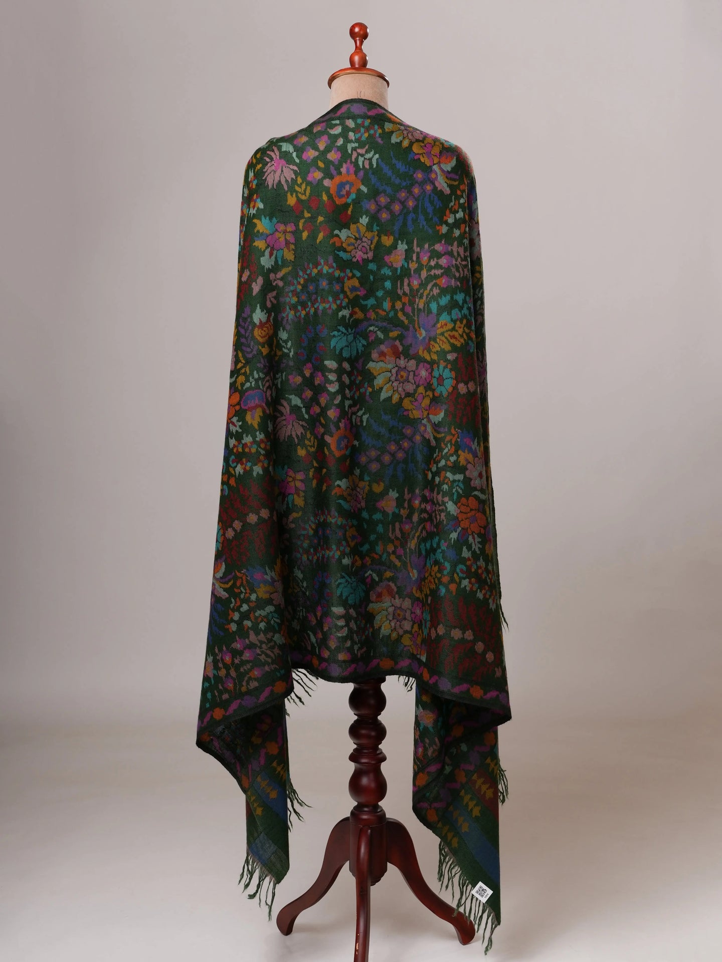 Bottle Green Handwoven Kani Indian Pashmina Shawl Shahkaar