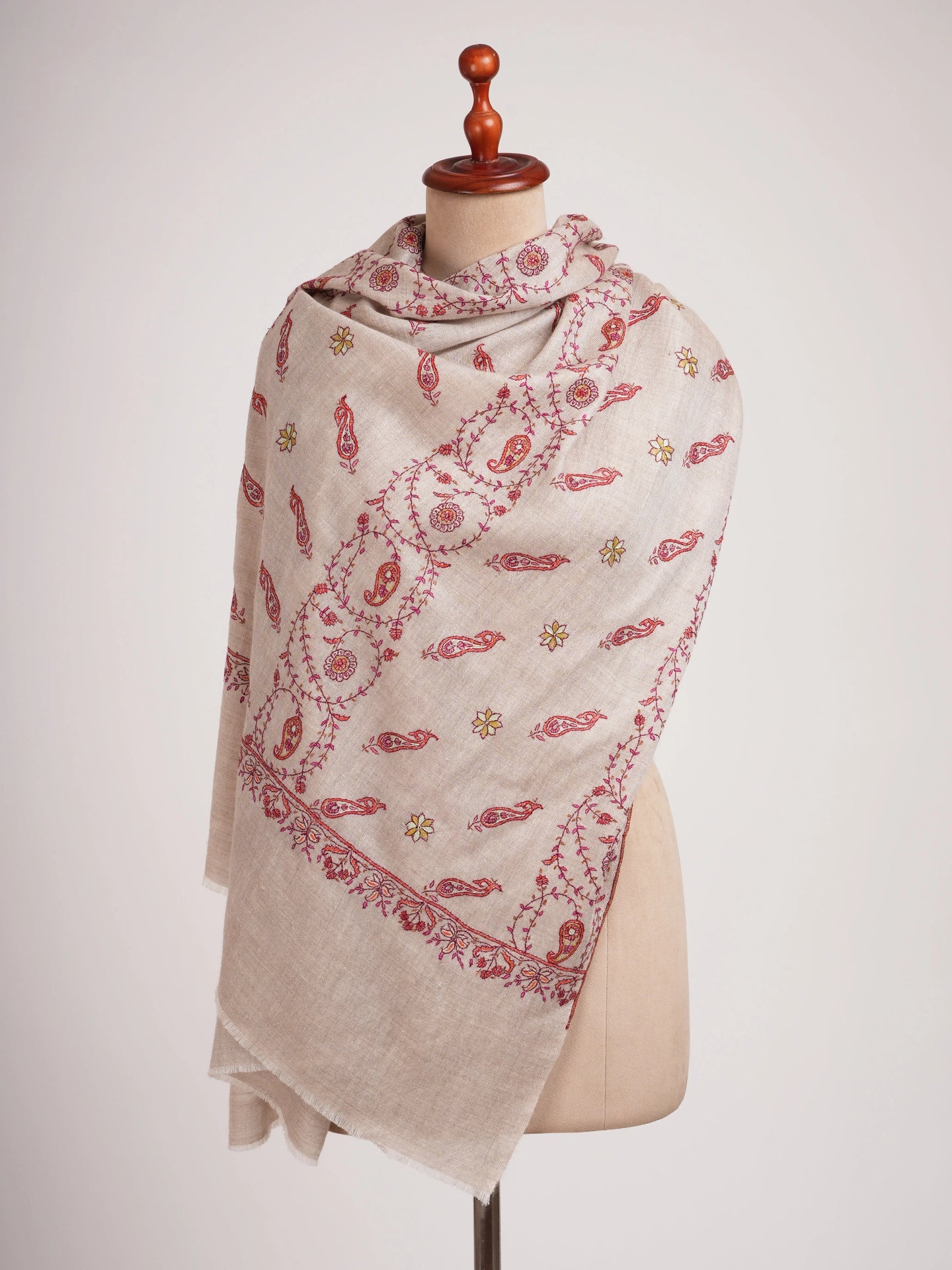 Buteh Khatras Hand Embroidered Pure Cashmere Wrap Shahkaar