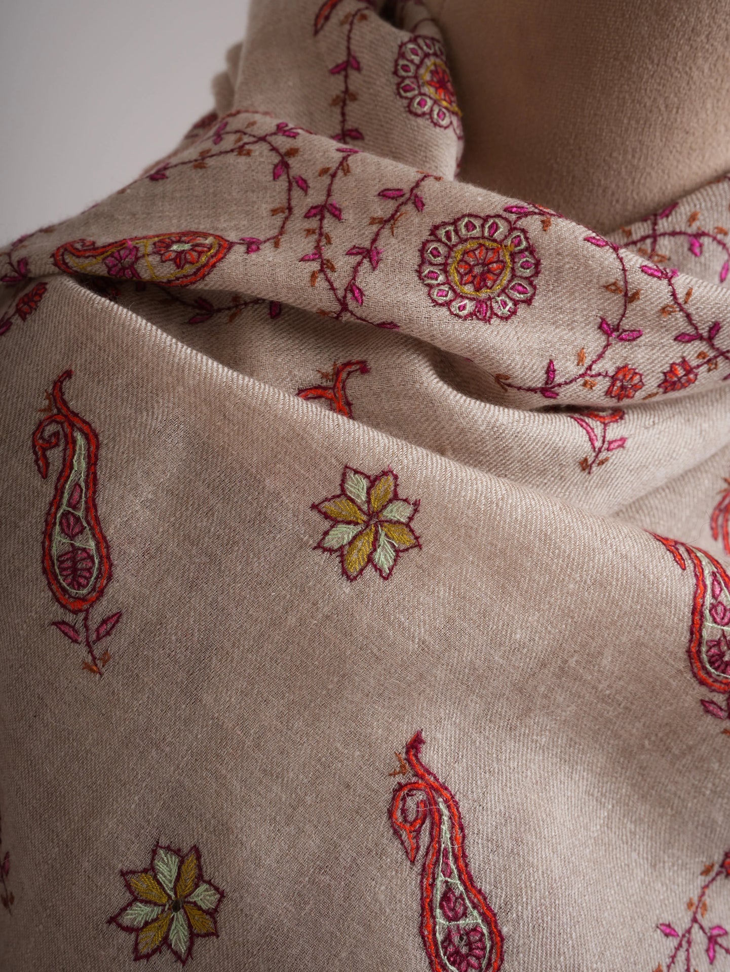 Buteh Khatras Hand Embroidered Pure Cashmere Wrap Shahkaar