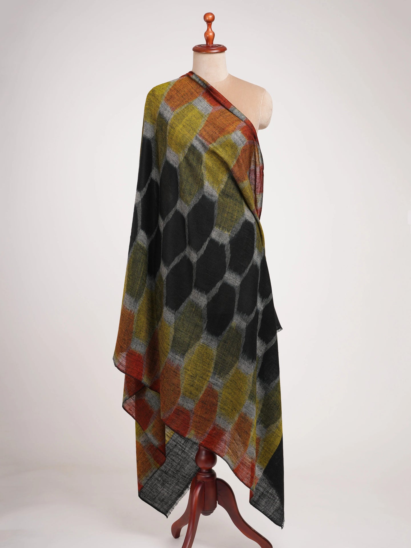 Contemporary Featherlight Ikat Pashmina Shawl Shahkaar