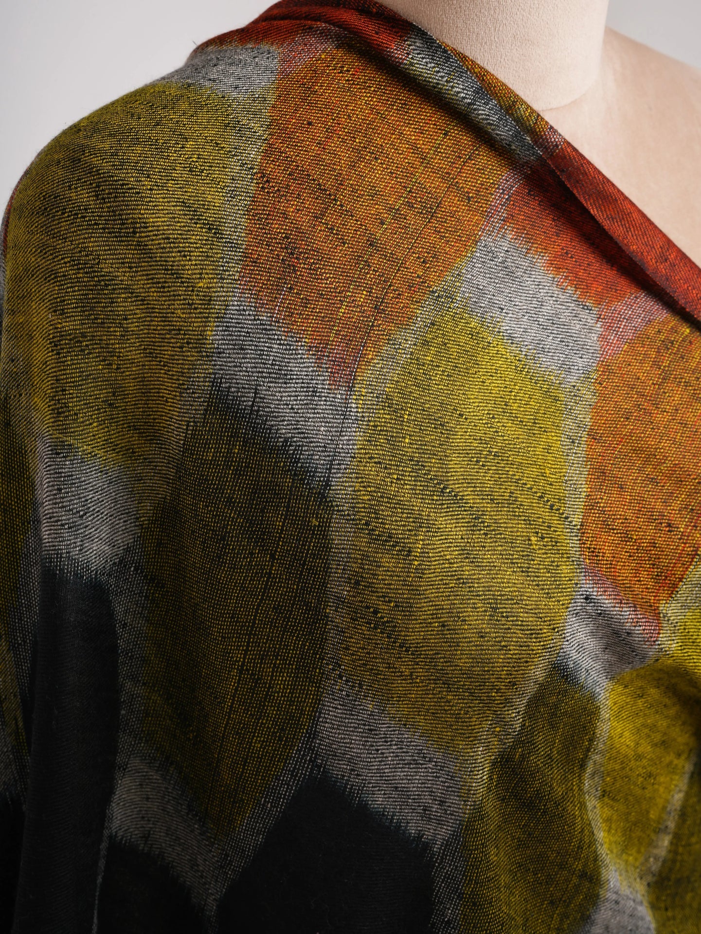 Contemporary Featherlight Ikat Pashmina Shawl Shahkaar