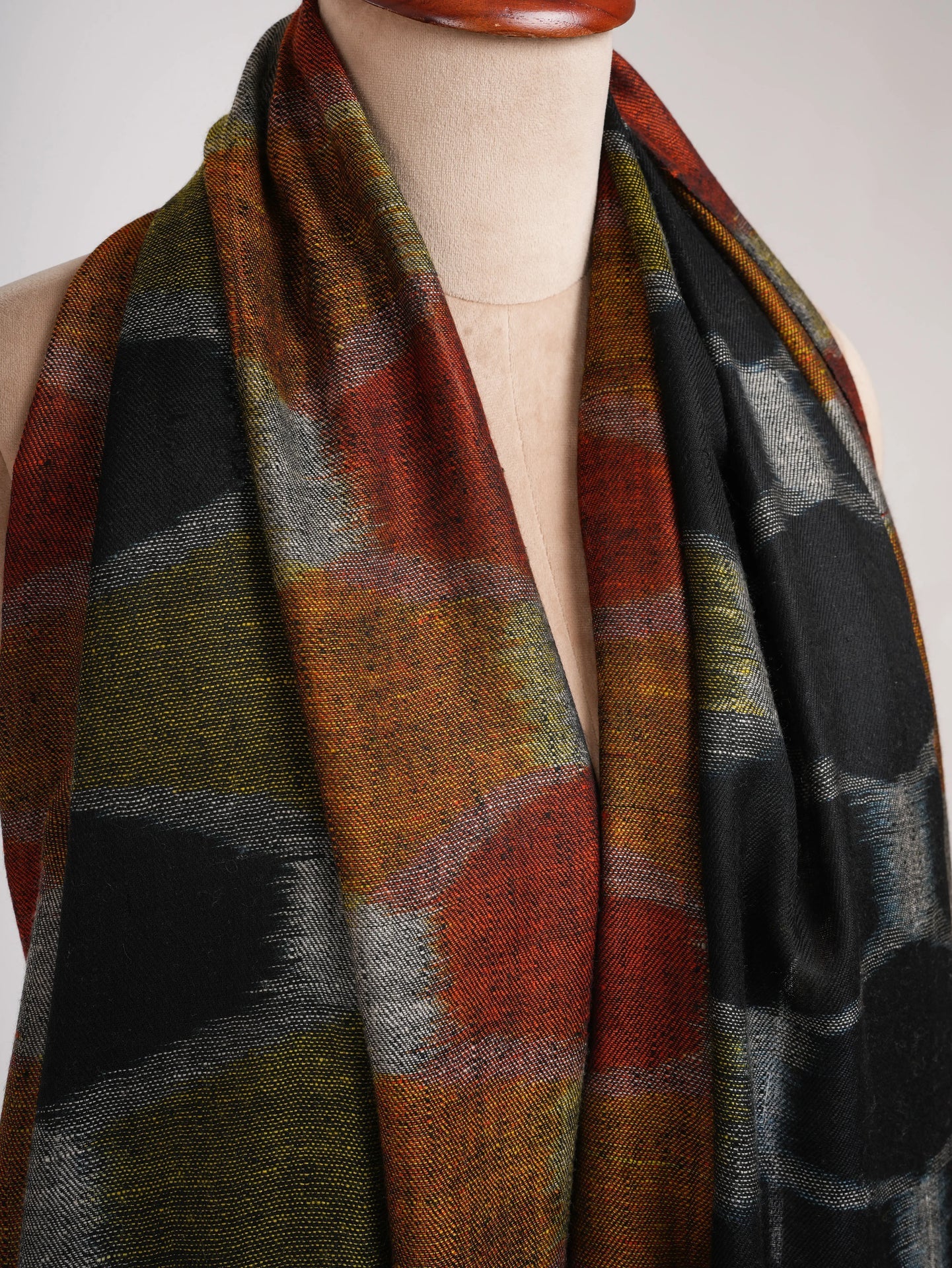 Contemporary Featherlight Ikat Pashmina Shawl Shahkaar