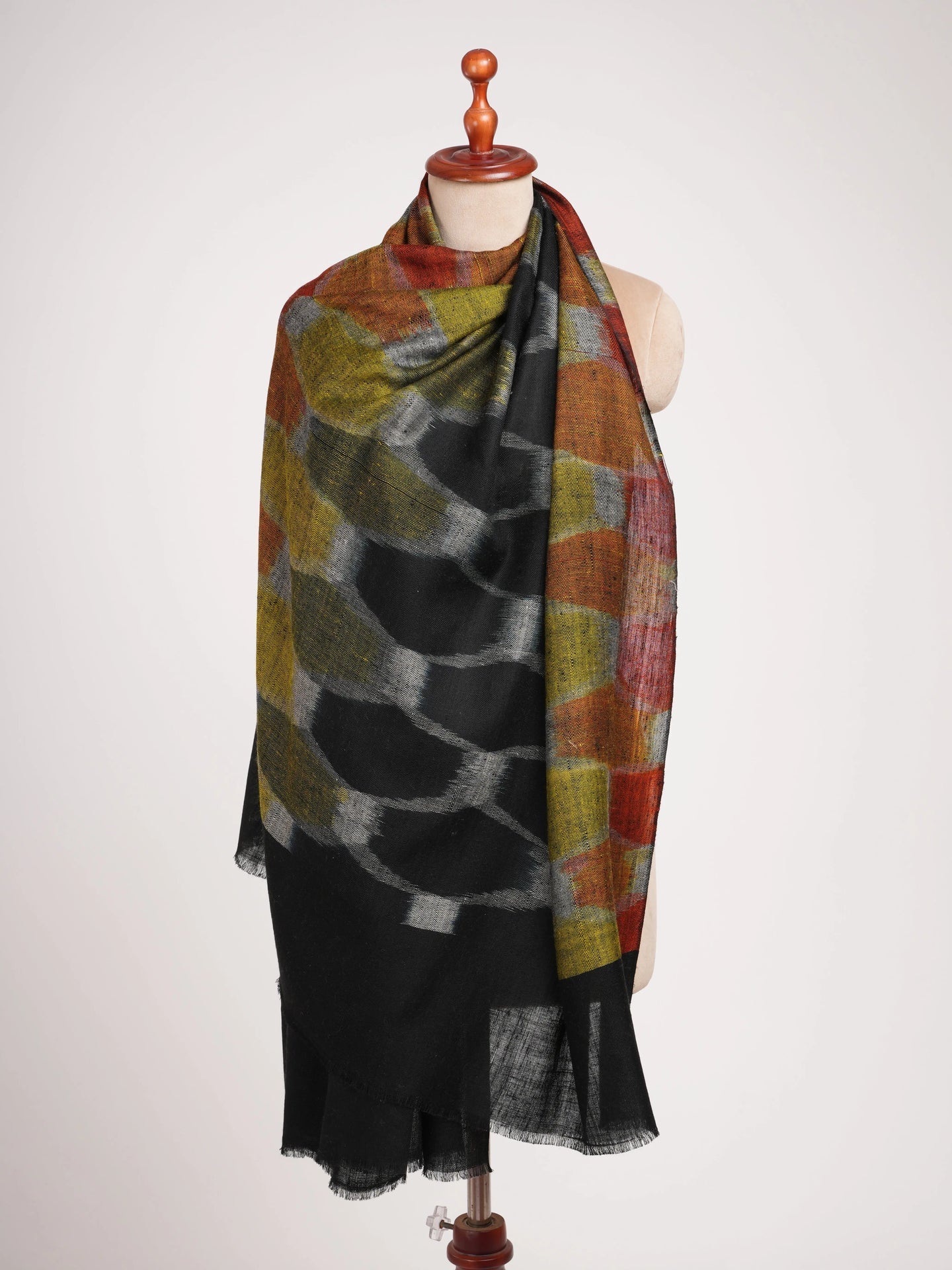 Contemporary Featherlight Ikat Pashmina Shawl Shahkaar