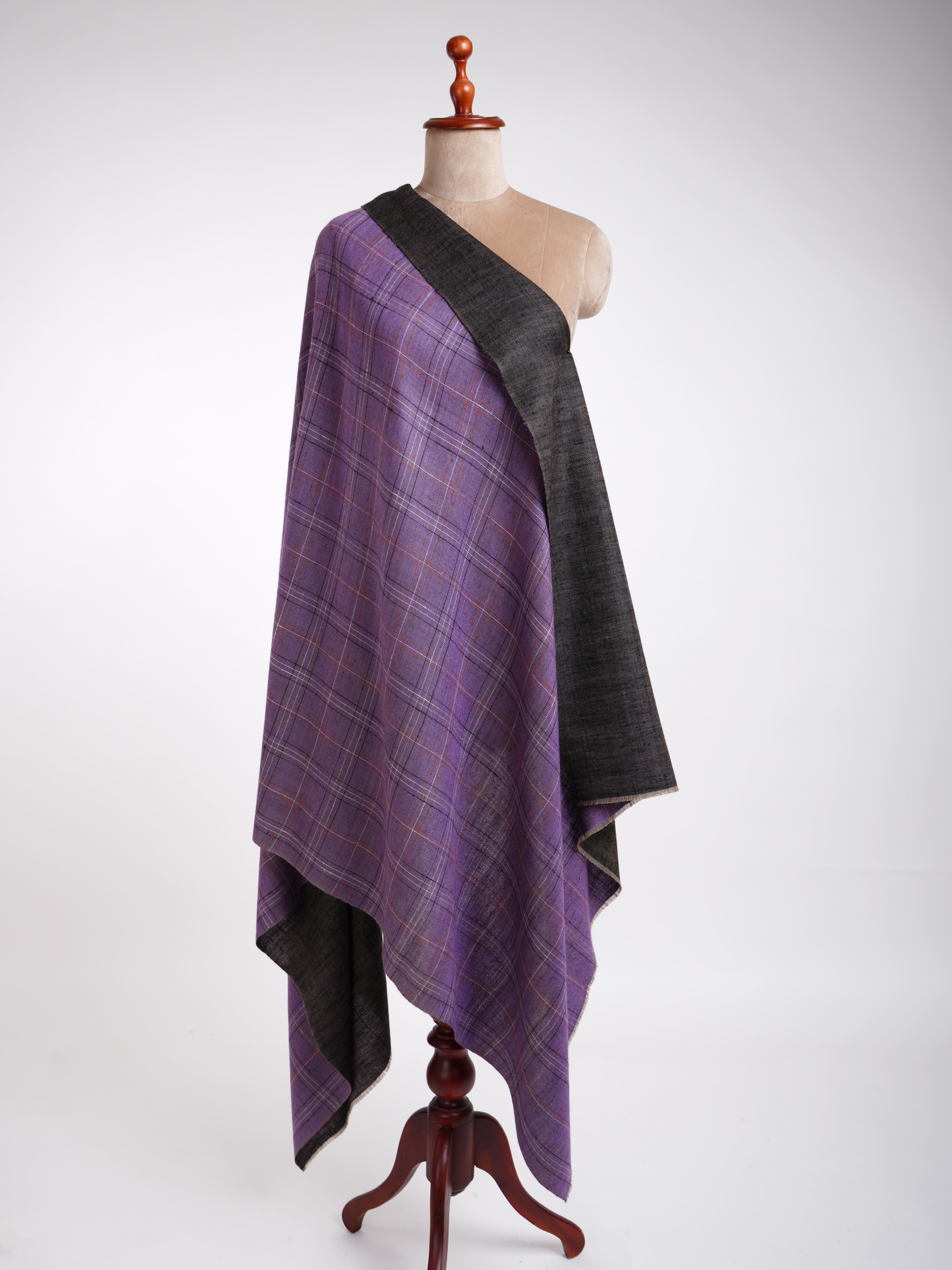 Châle Dorukha Pashmina violet et noir