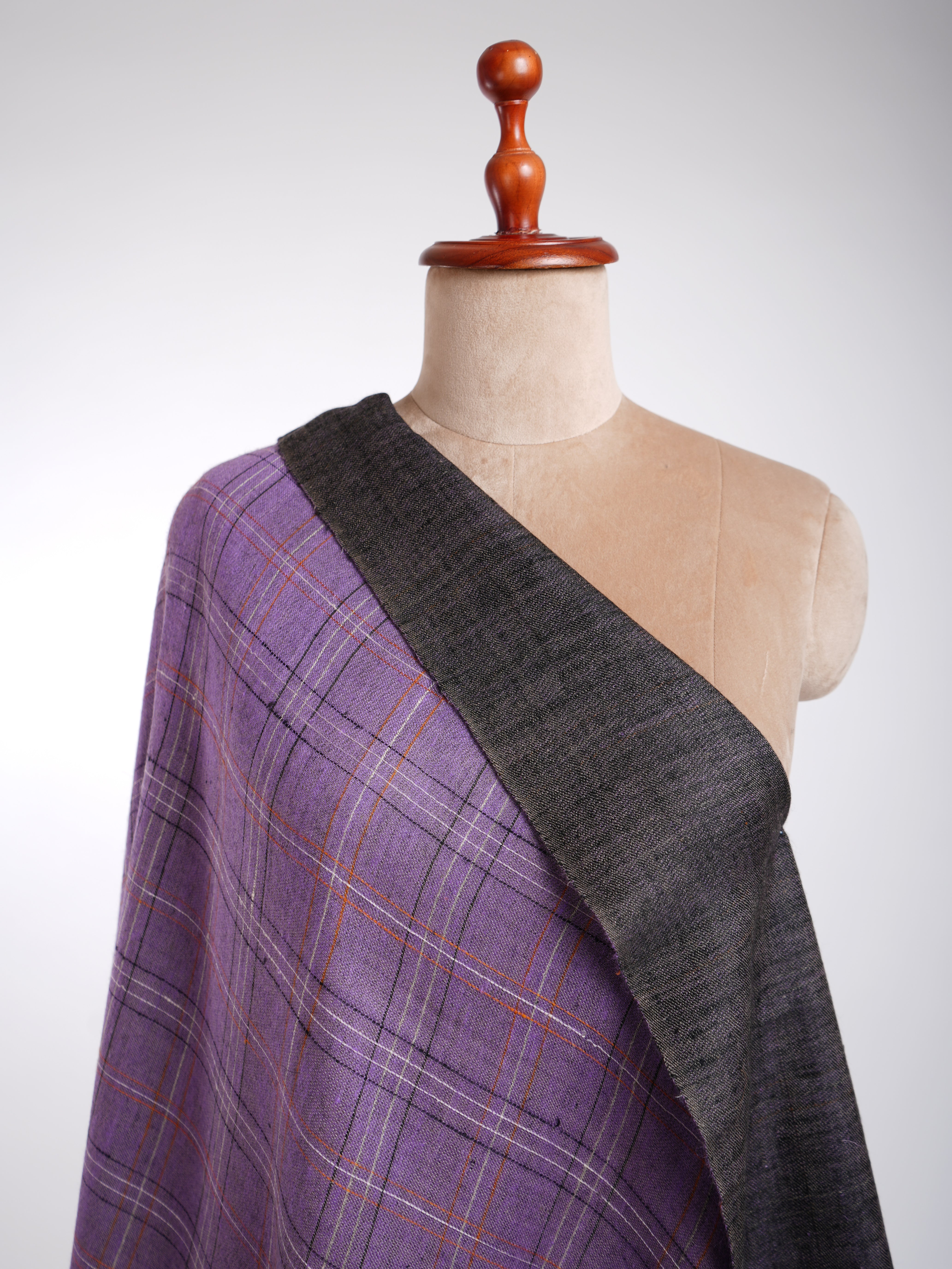 Châle Dorukha Pashmina violet et noir