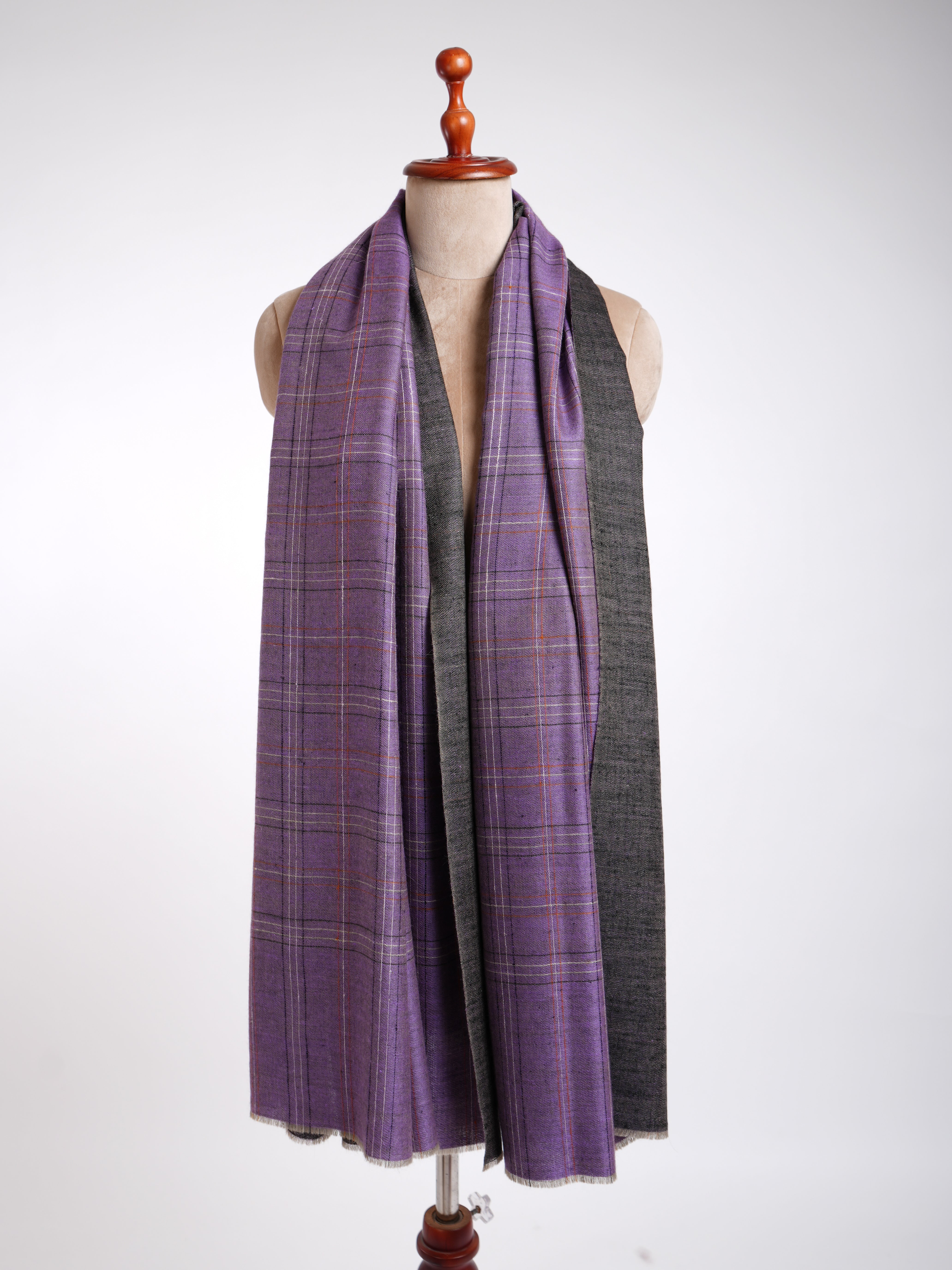 Châle Dorukha Pashmina violet et noir