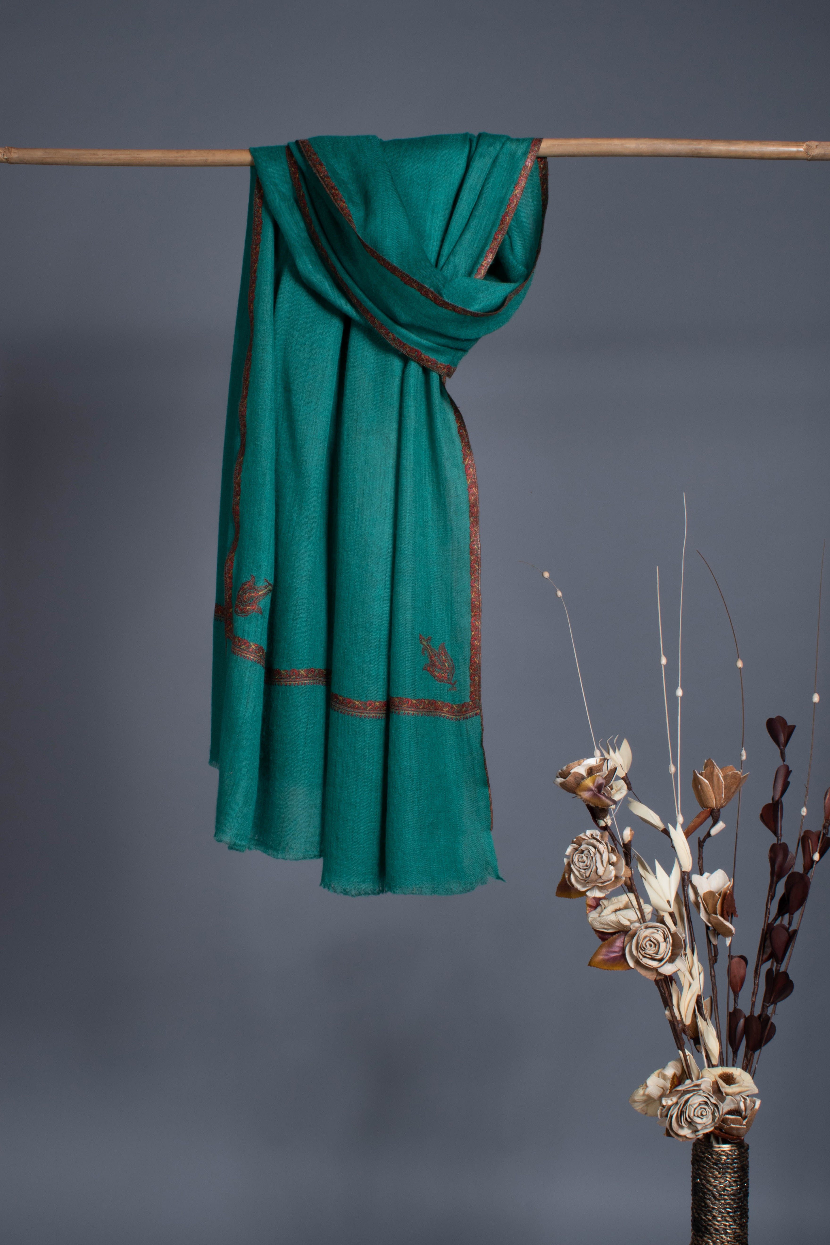 Châle Pashmina de voyage vert sarcelle