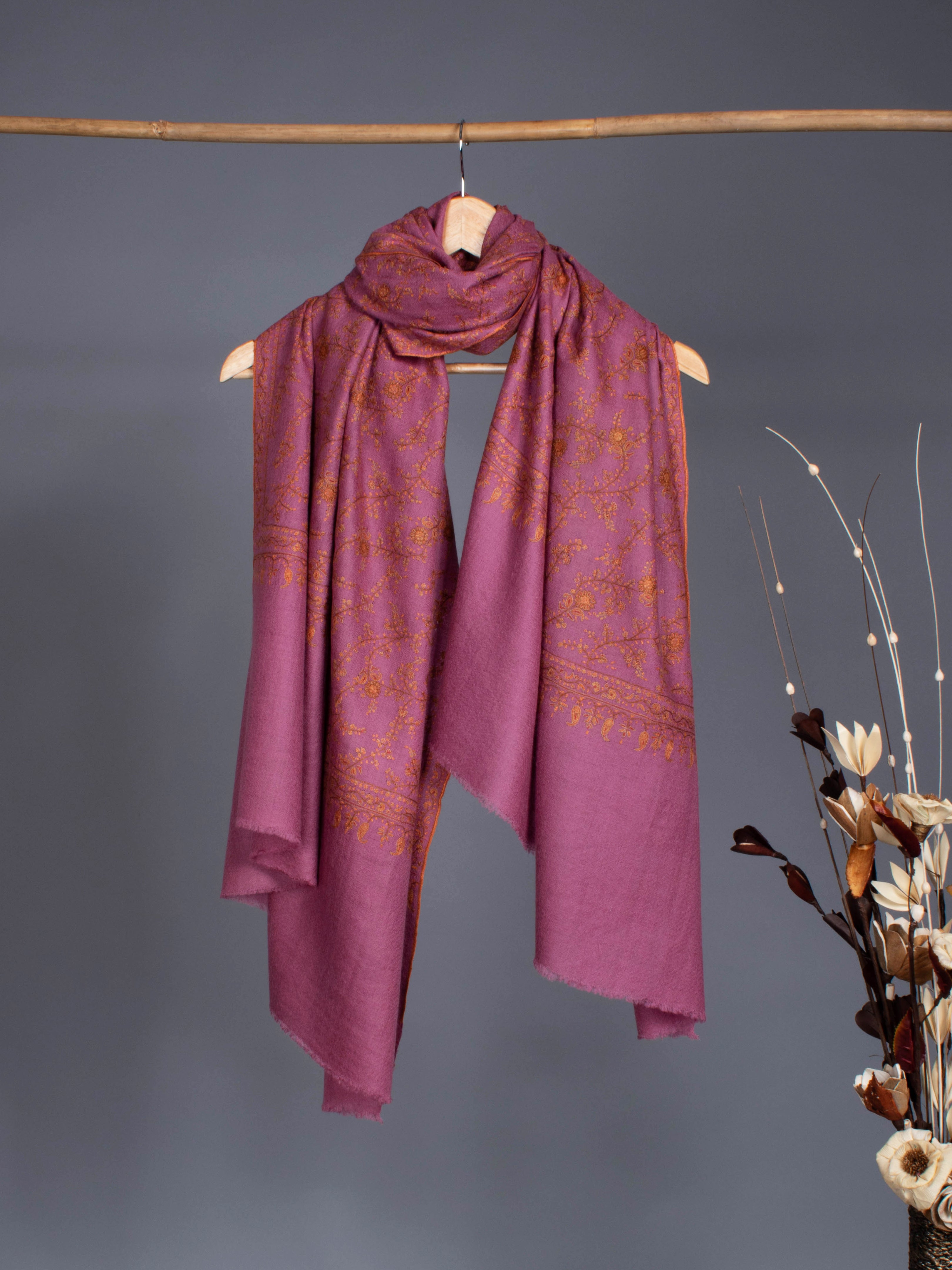 Châle Pashmina glamour filé à la main en or rose