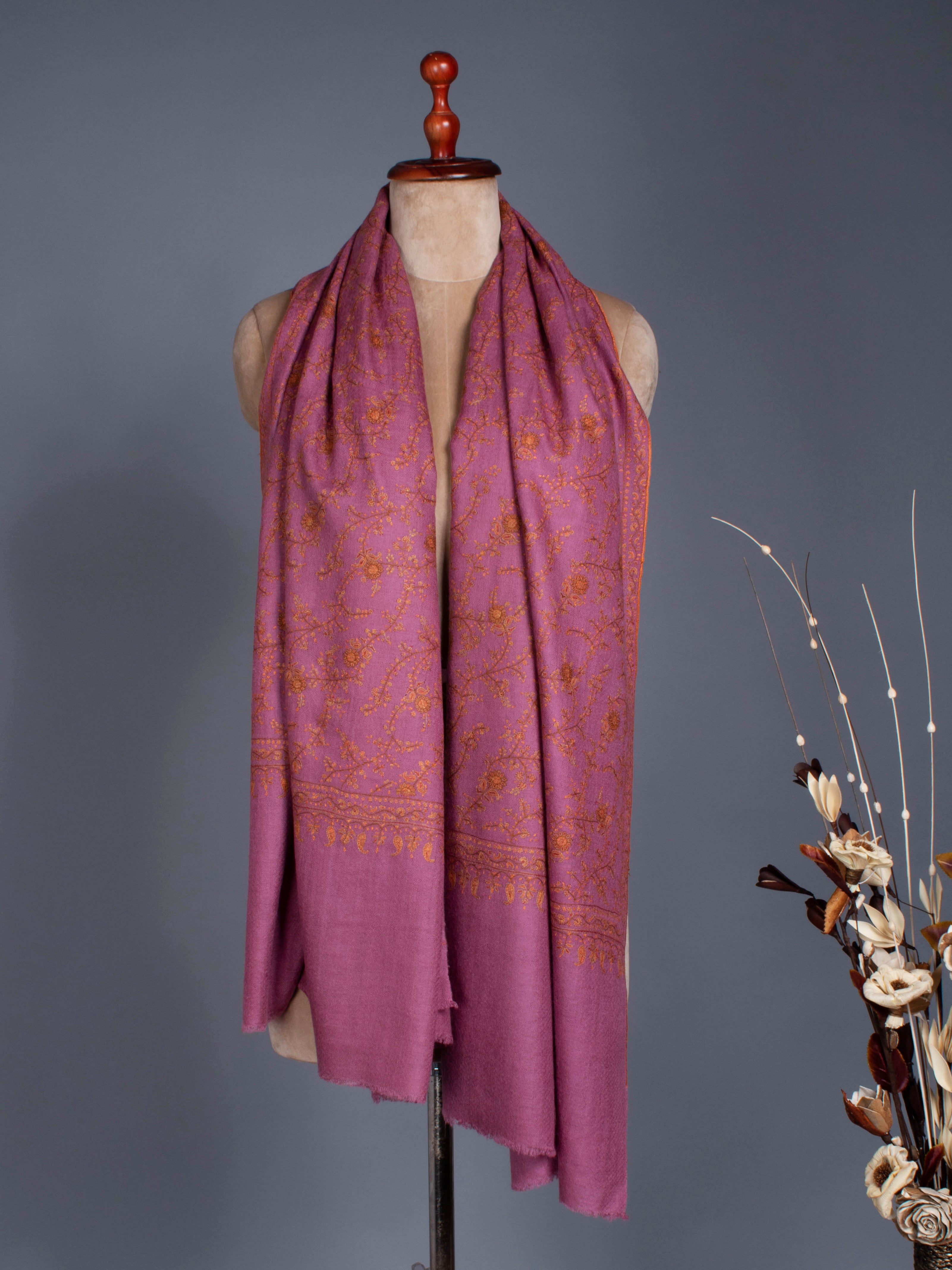 Châle Pashmina glamour filé à la main en or rose