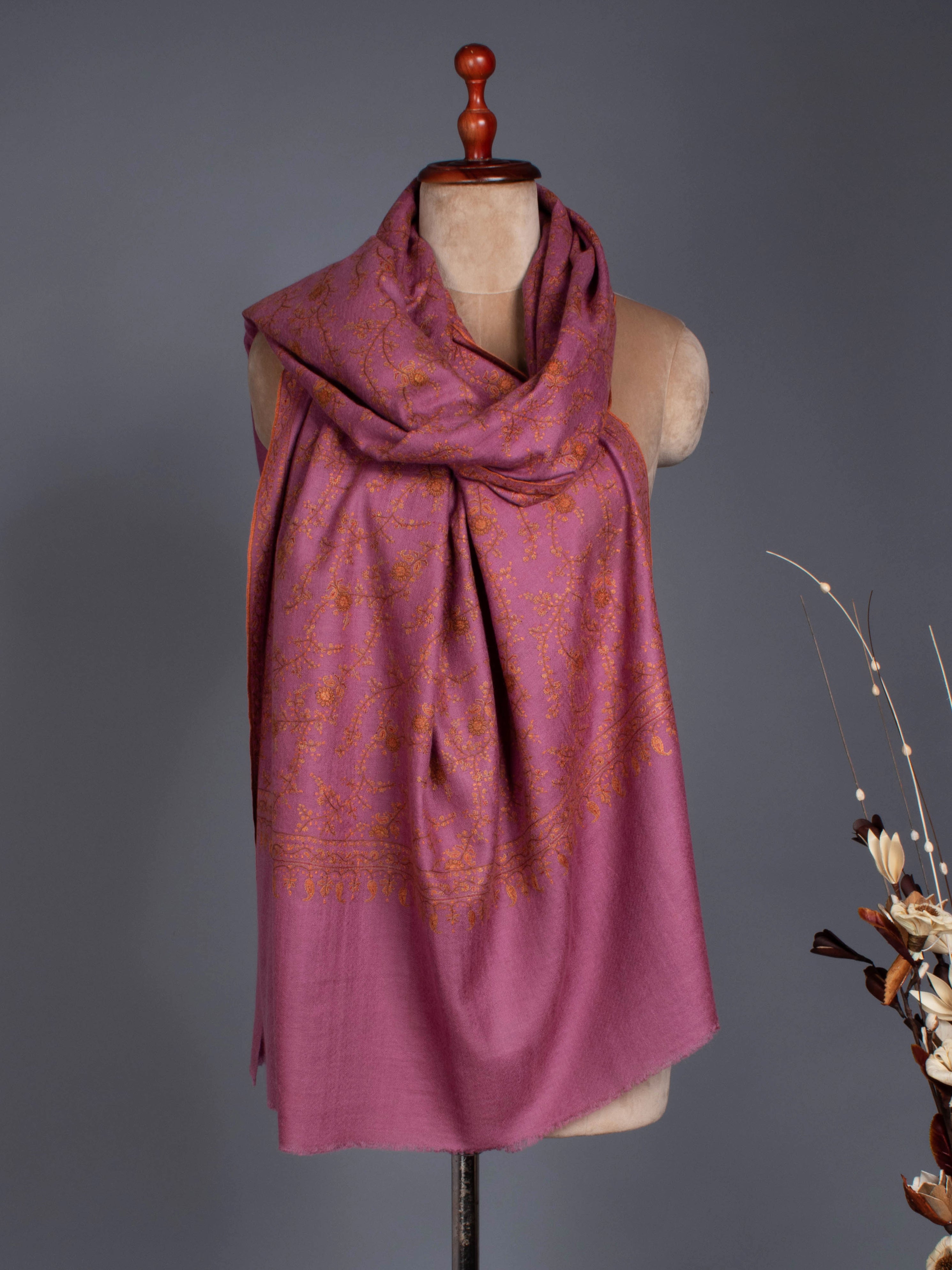 Châle Pashmina glamour filé à la main en or rose