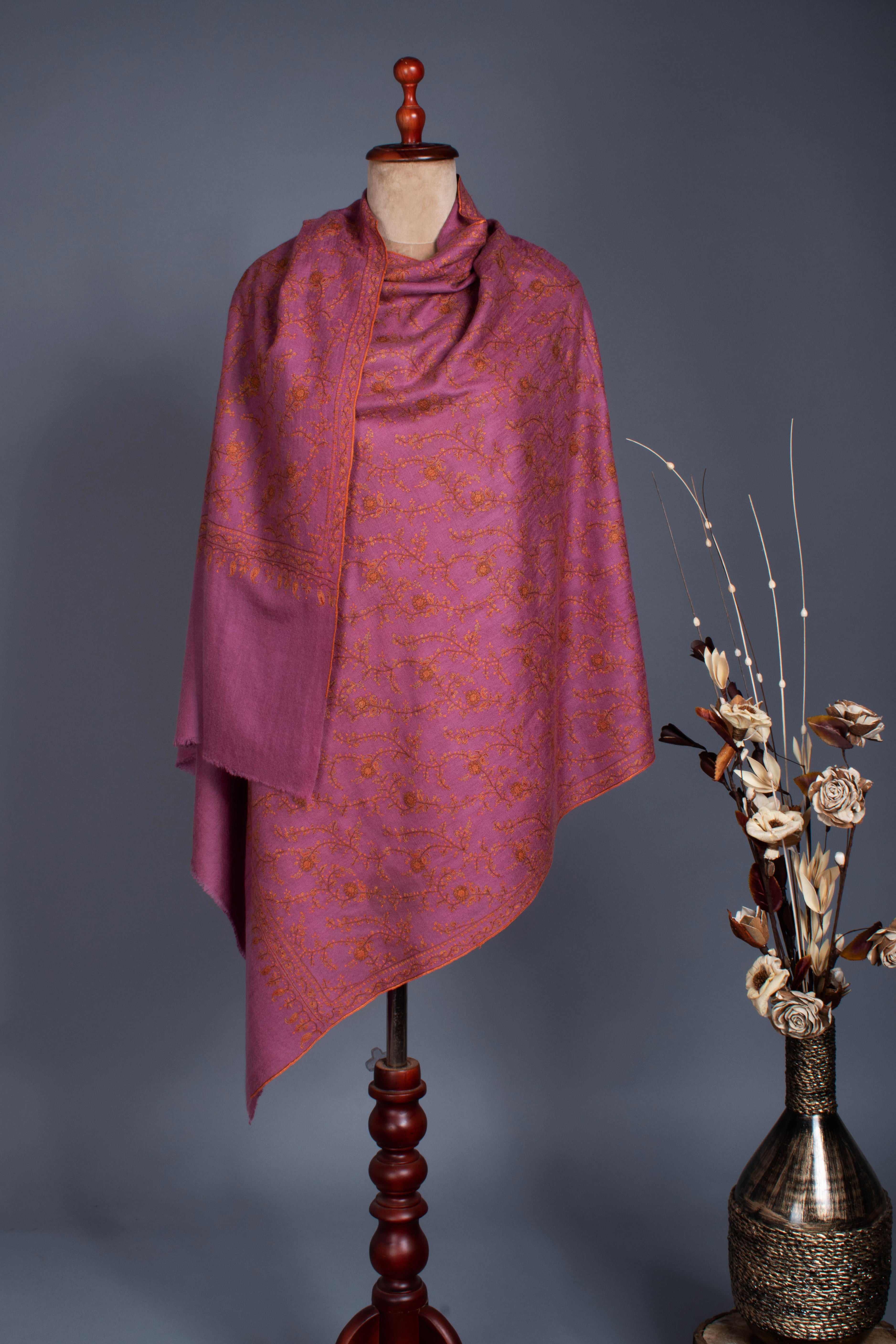 Châle Pashmina glamour filé à la main en or rose