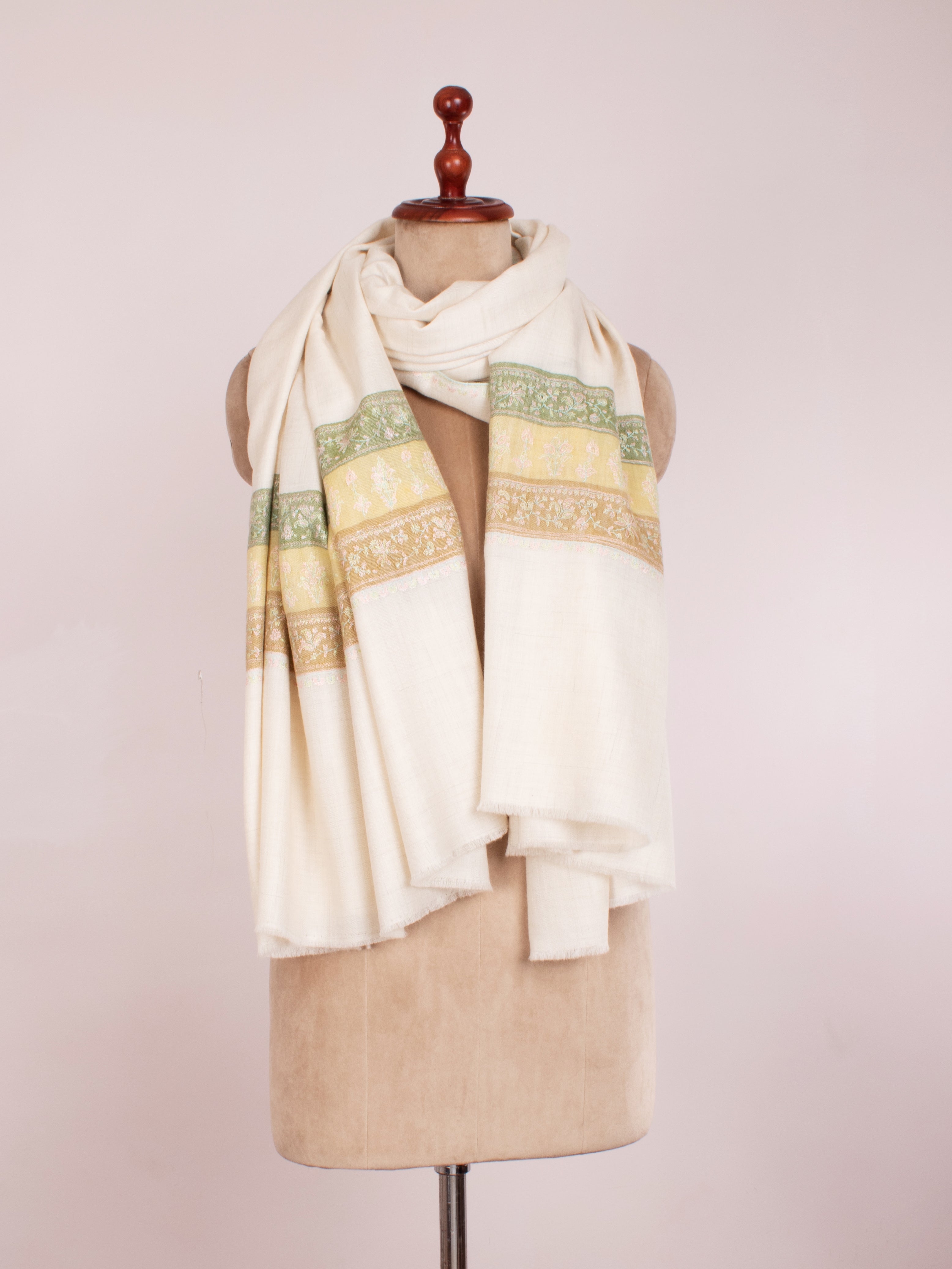 Pastel White Palladar Pretty Pashmina Shawl