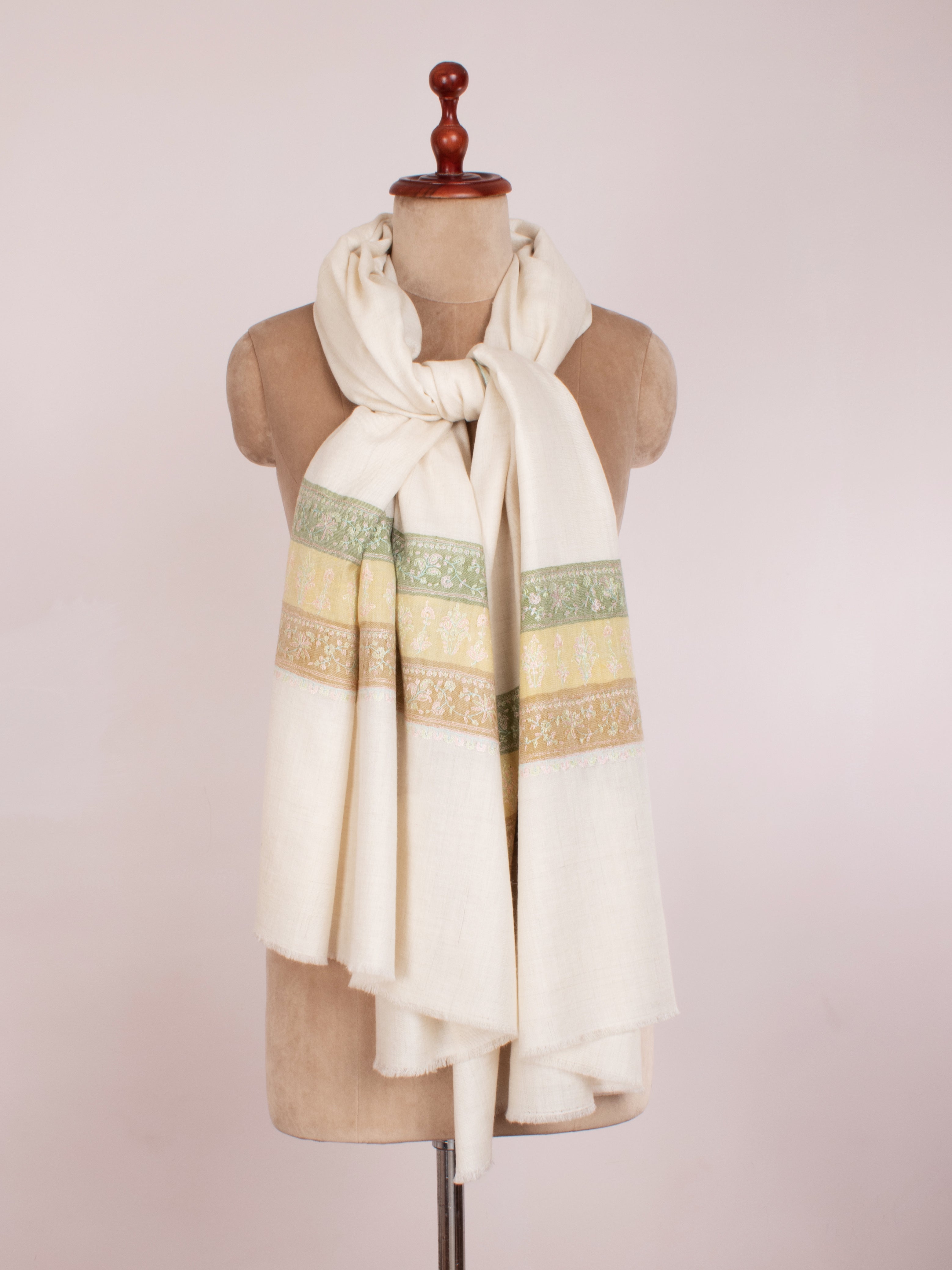 Pastel White Palladar Pretty Pashmina Shawl