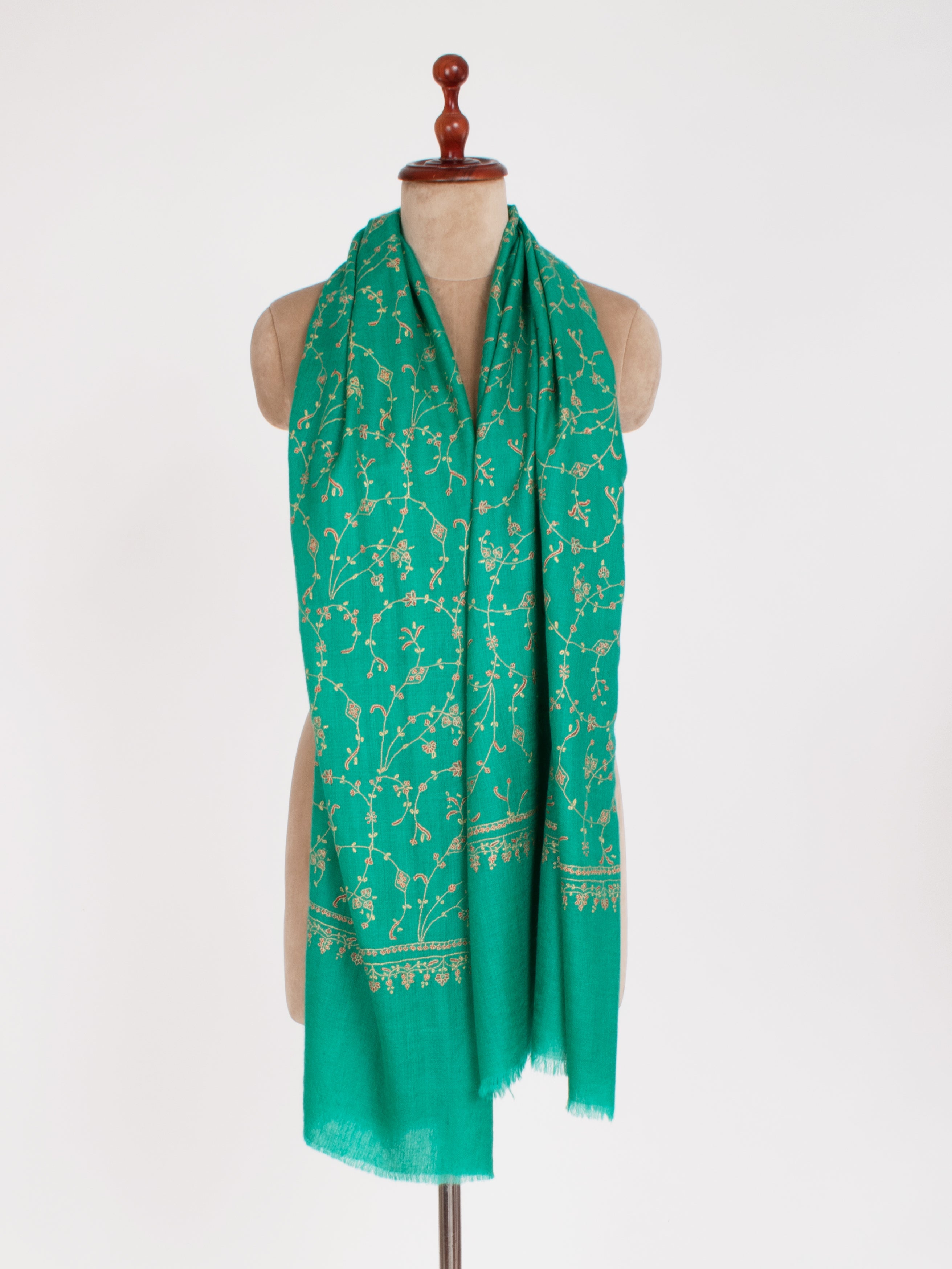 Green Embroidered Indian Cashmere Scarf