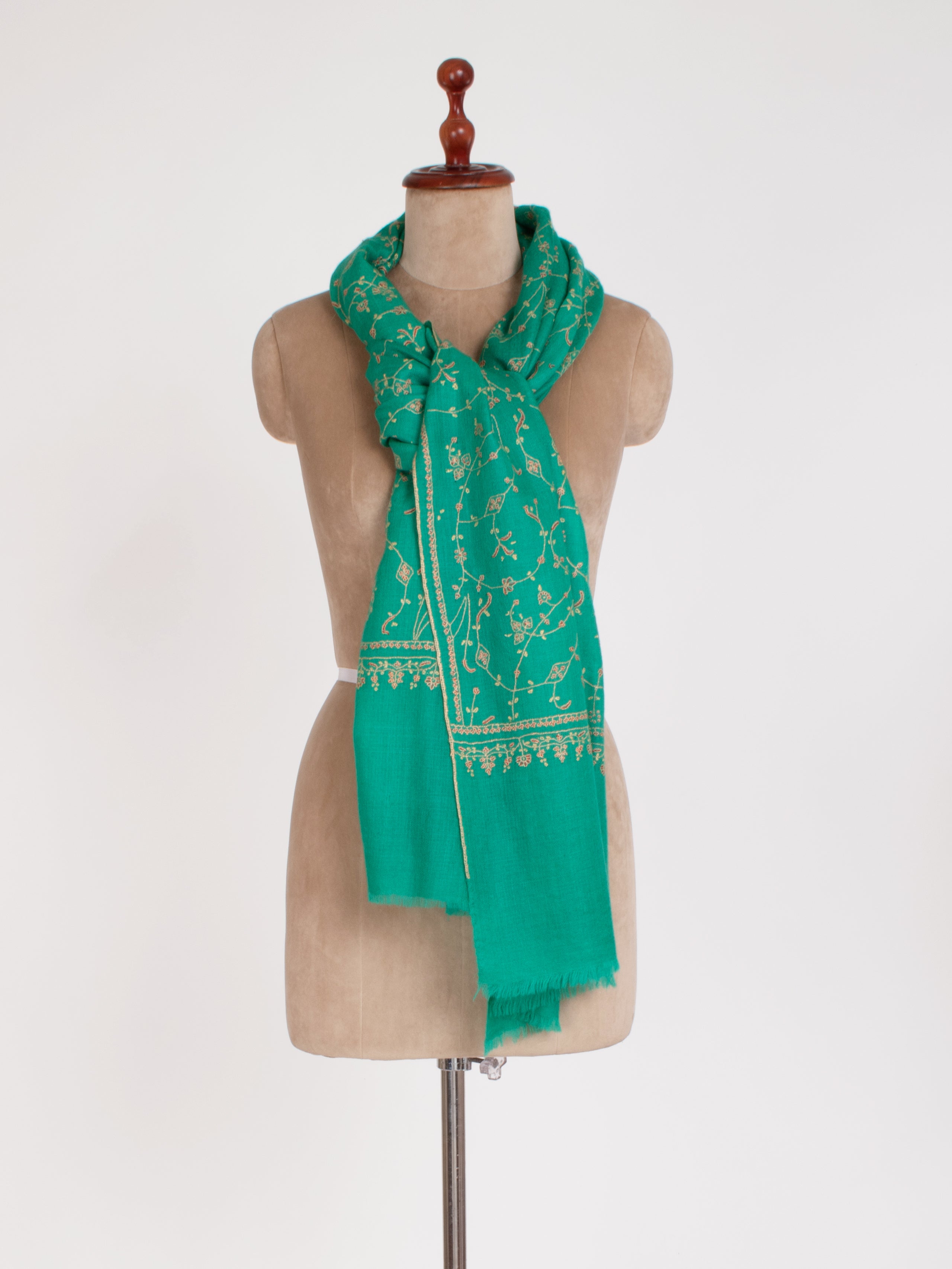 Green Embroidered Indian Cashmere Scarf