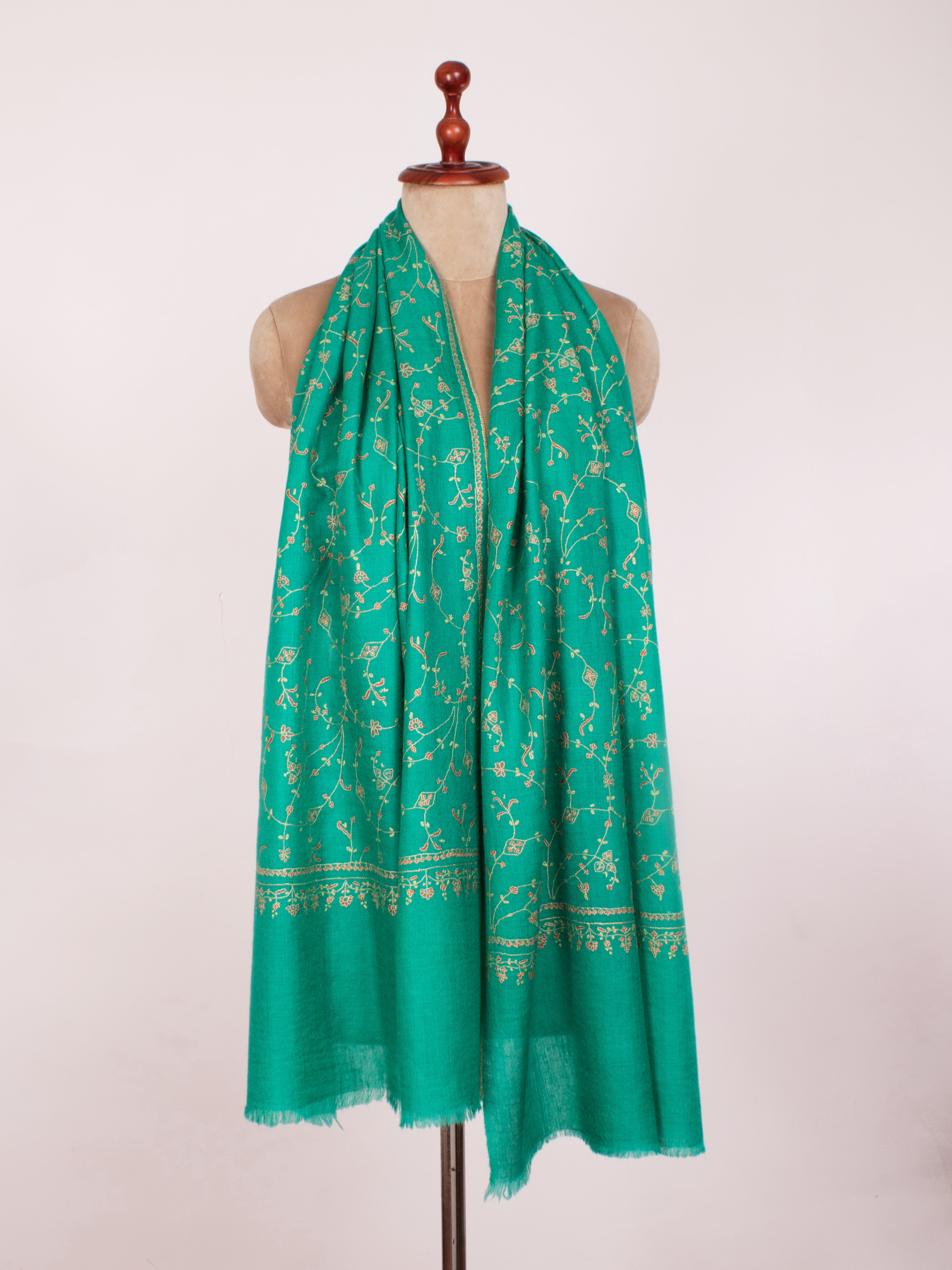 Green Embroidered Indian Cashmere Scarf