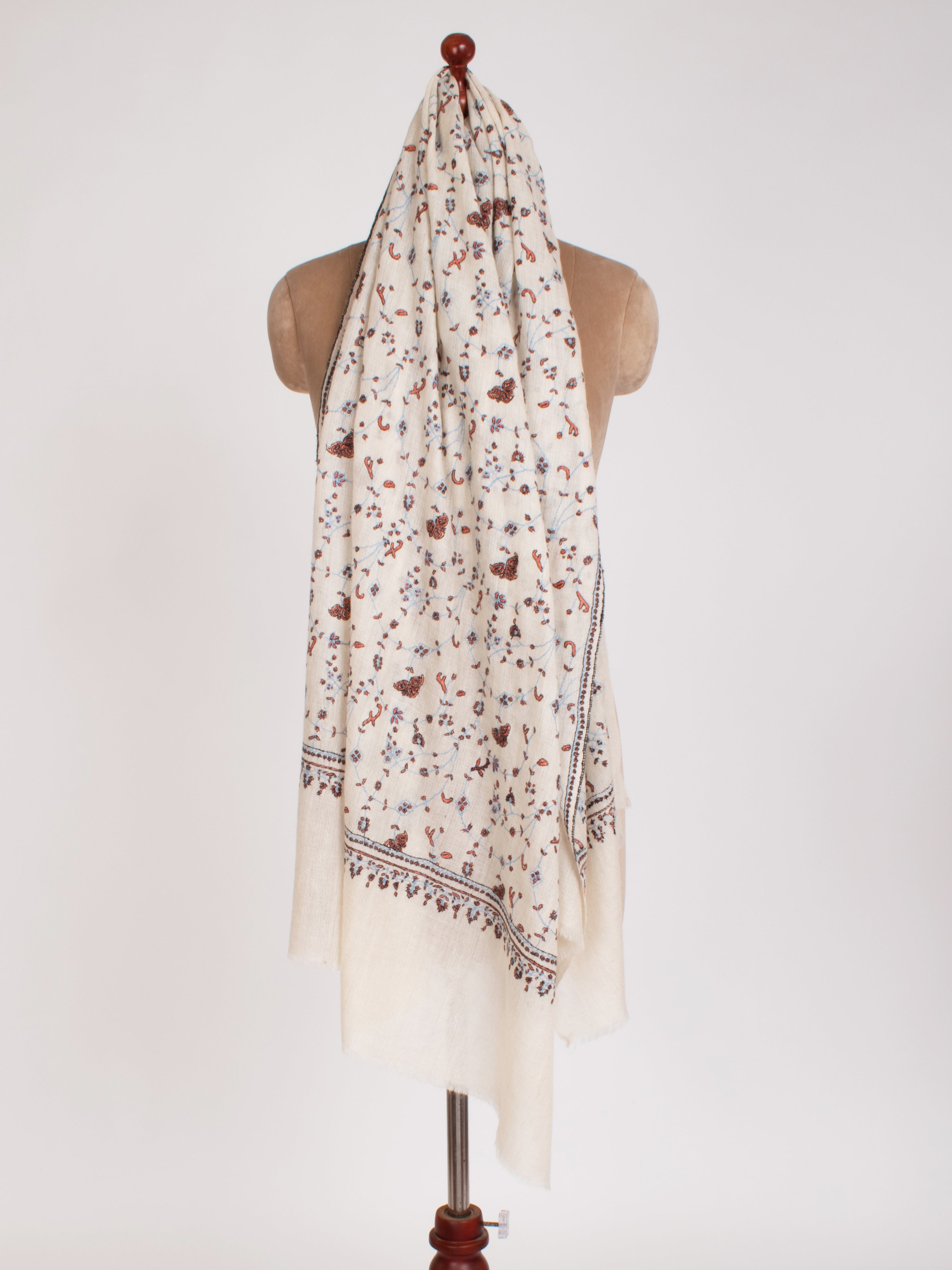 White Handmade Cashmere Stylish Scarf