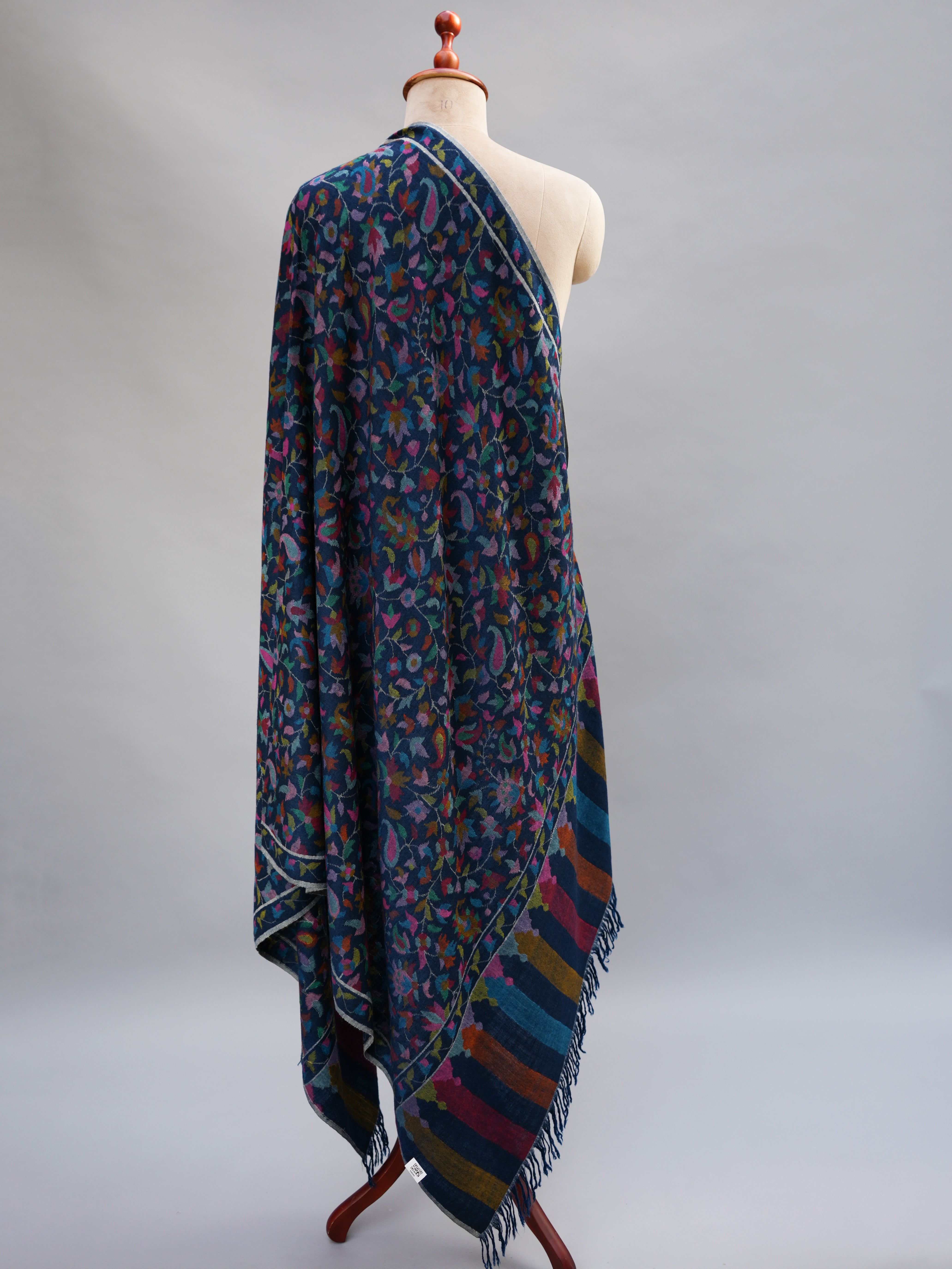 Royal Blue Kani Weave Certified Cashmere Shawl