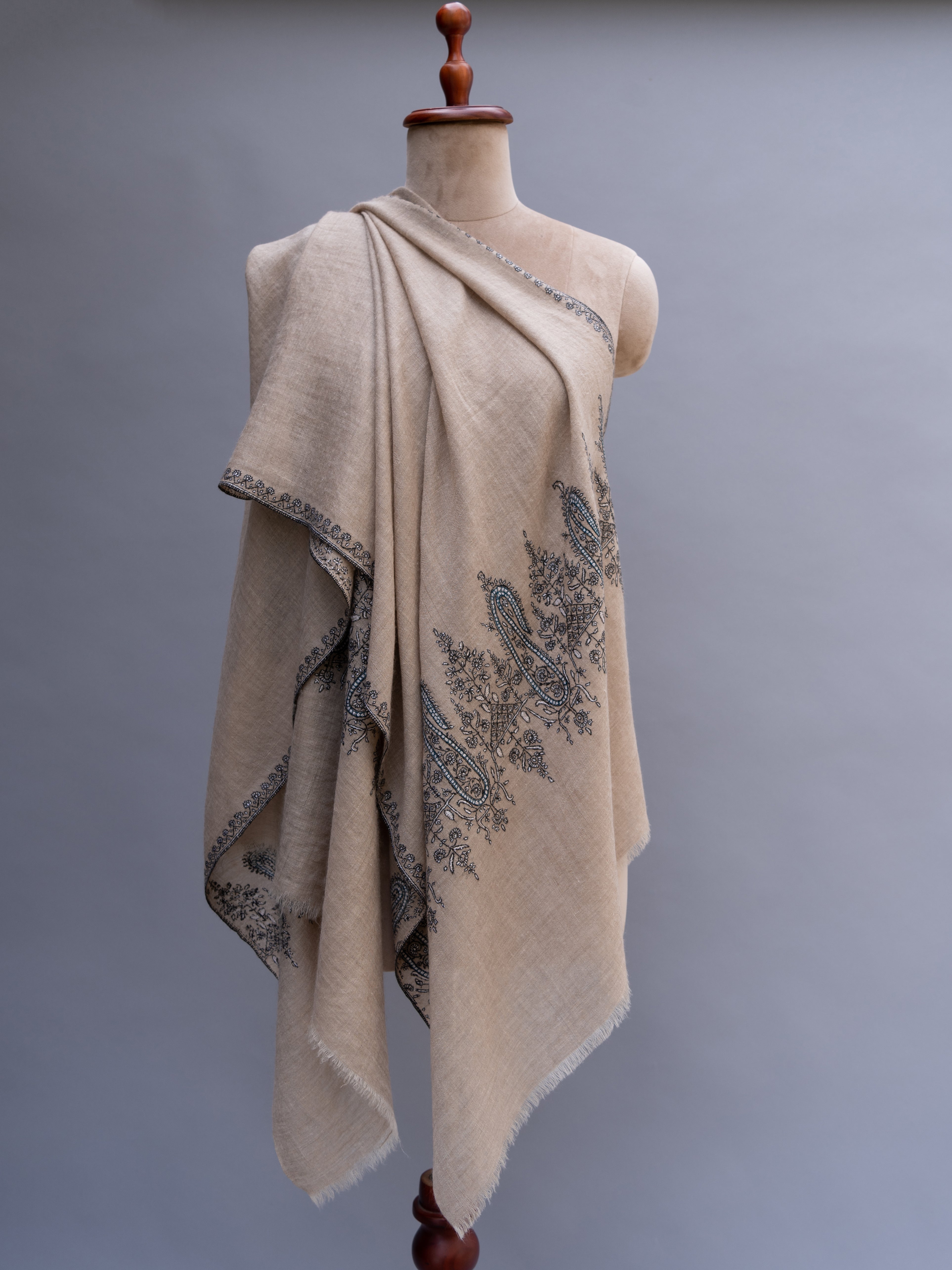 Grey Evening Wear Cashmere Wrap