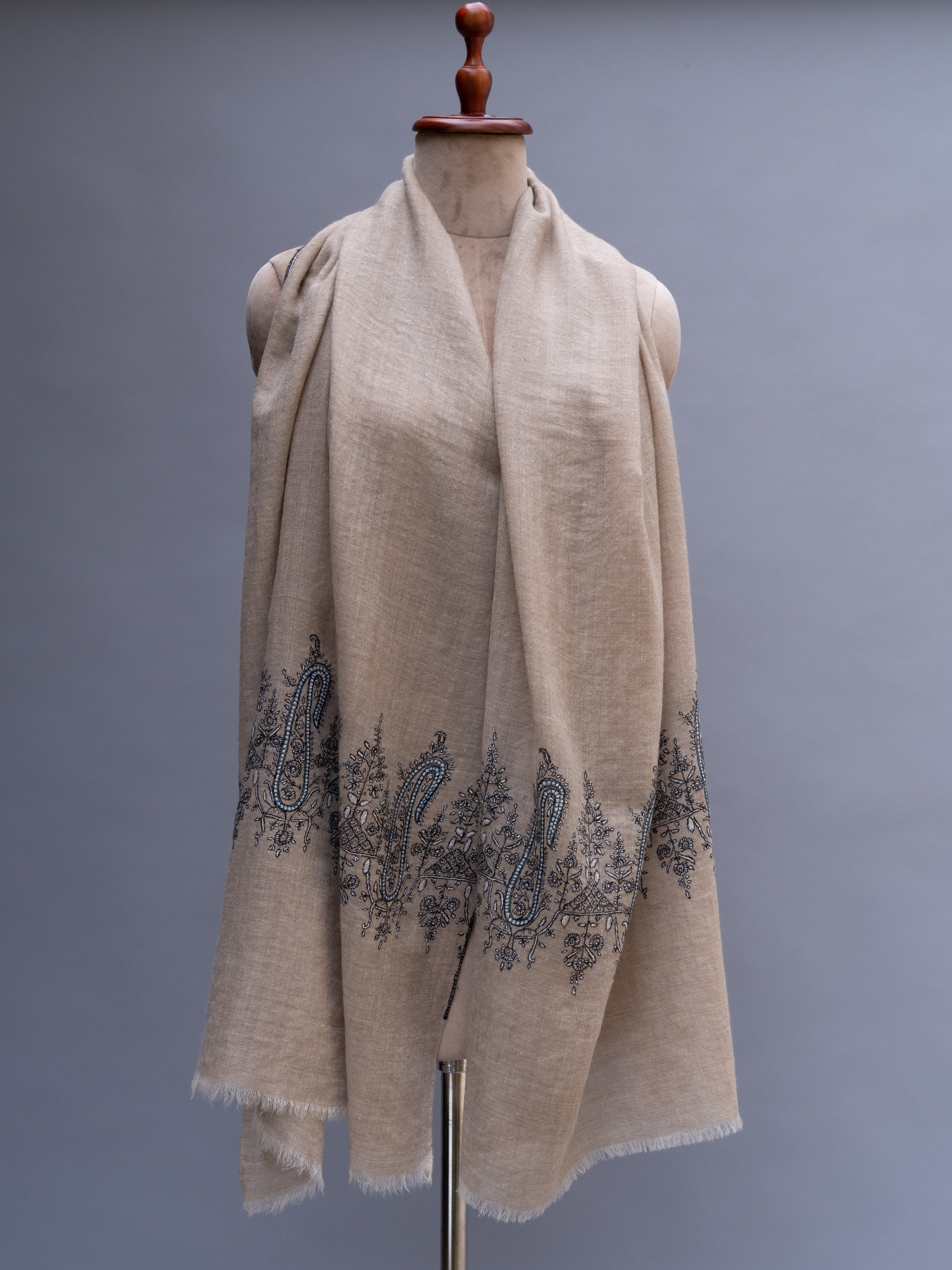 Grey Evening Wear Cashmere Wrap