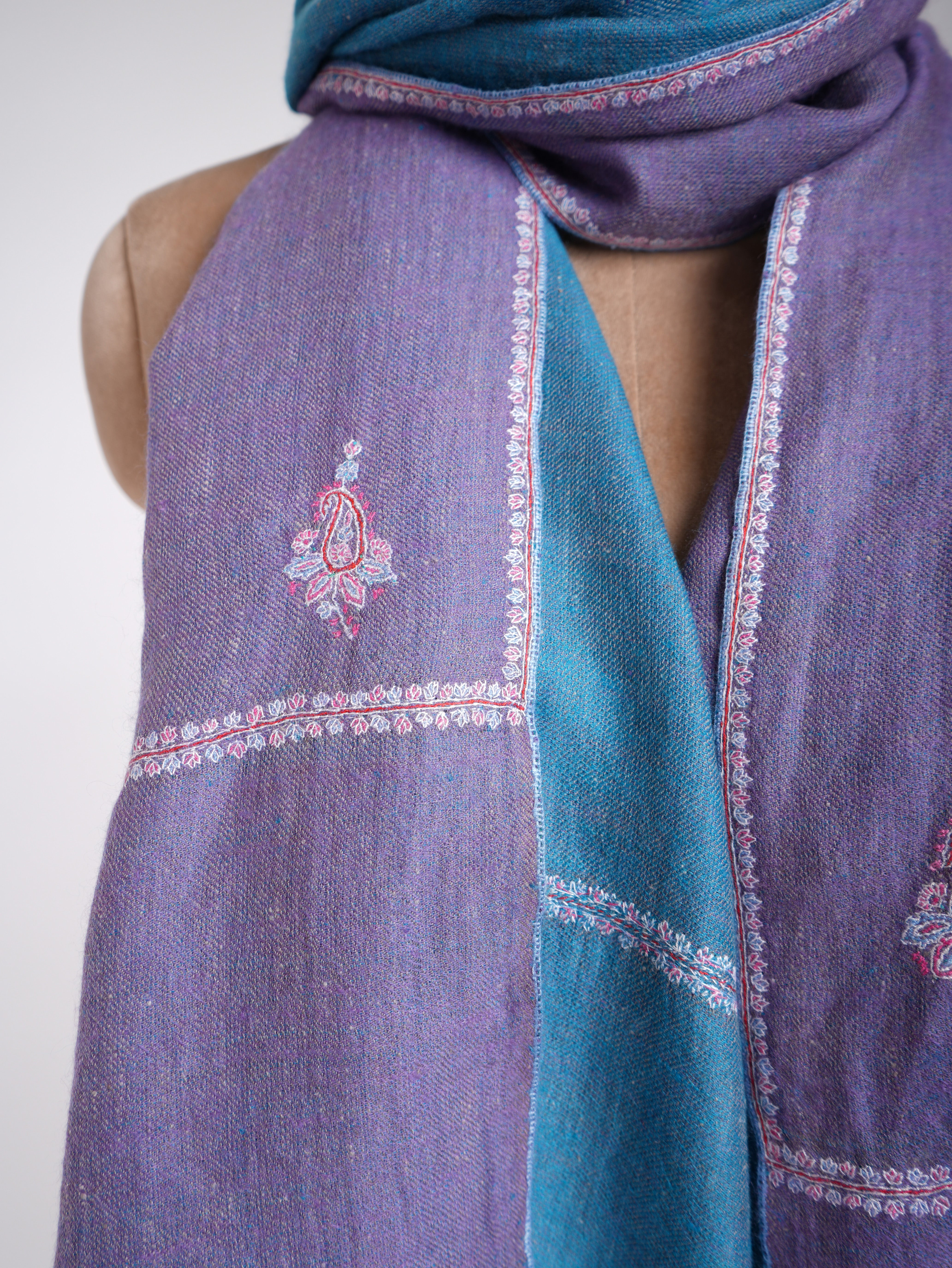 Lavender and Blue Dorukha Cashmere Wrap