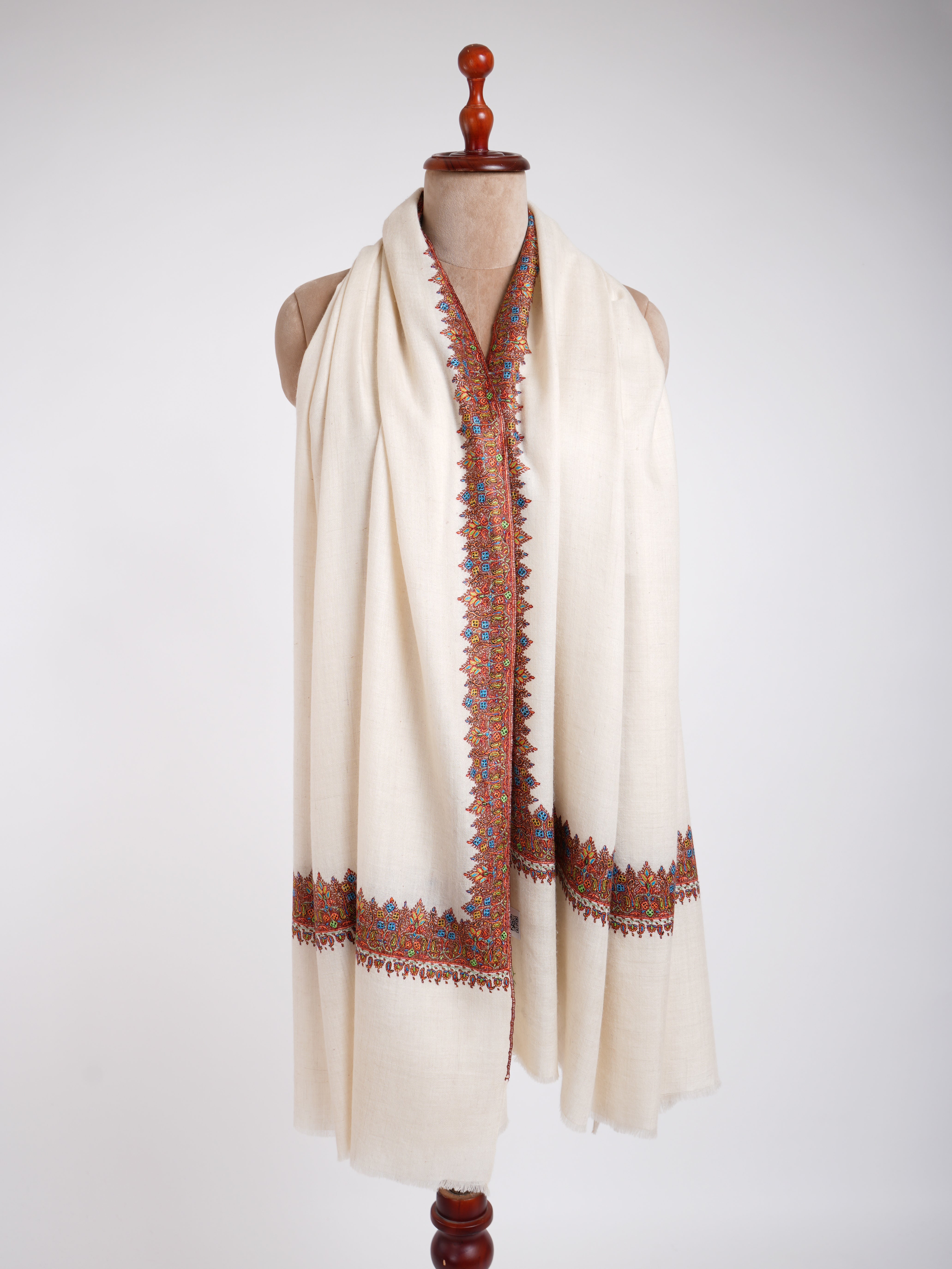 Pashmina Royal Vagues Blanches Naturelles