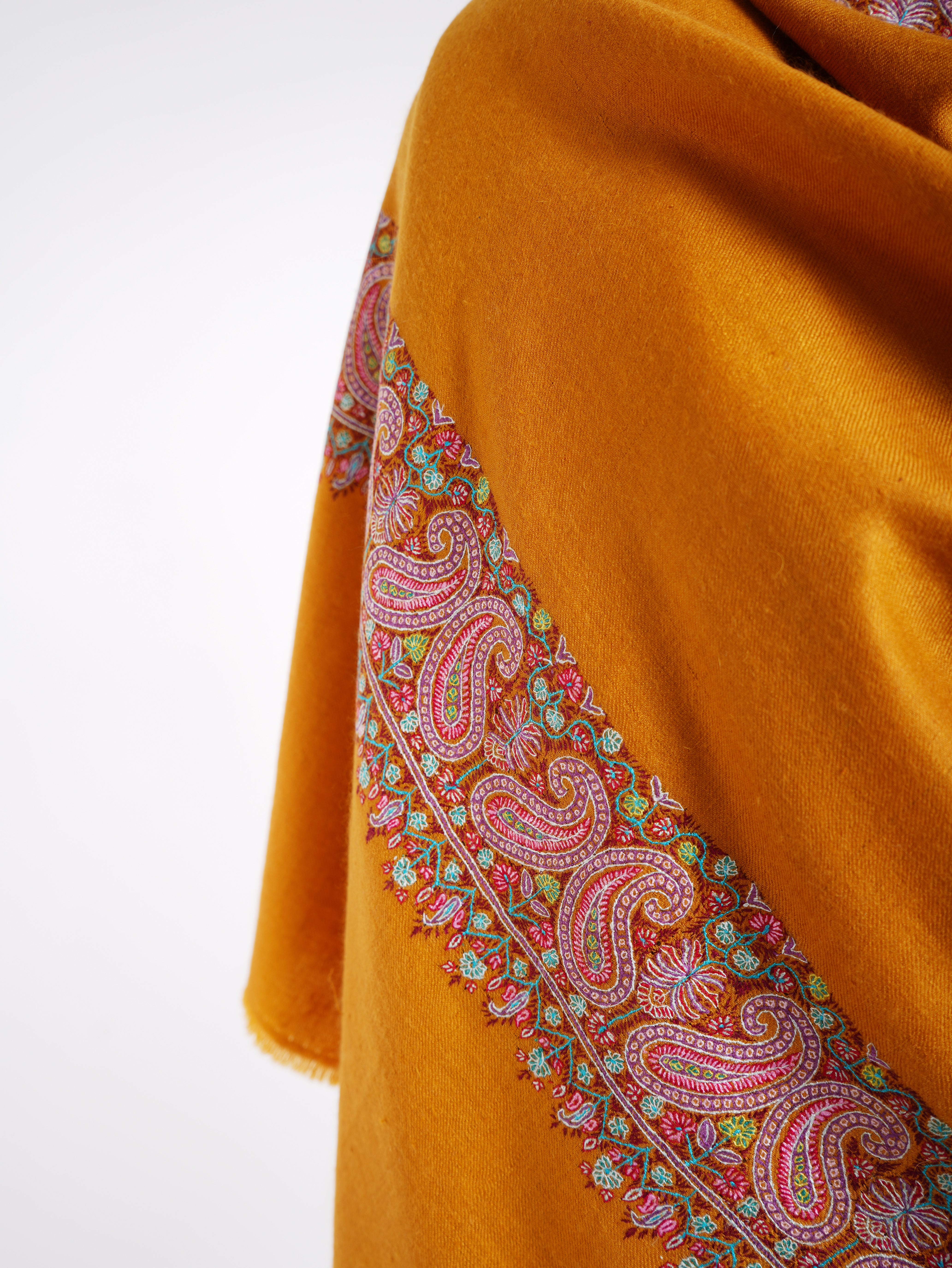 Royal Paisley Sozni Hand Embroidered Pashmina Shawl